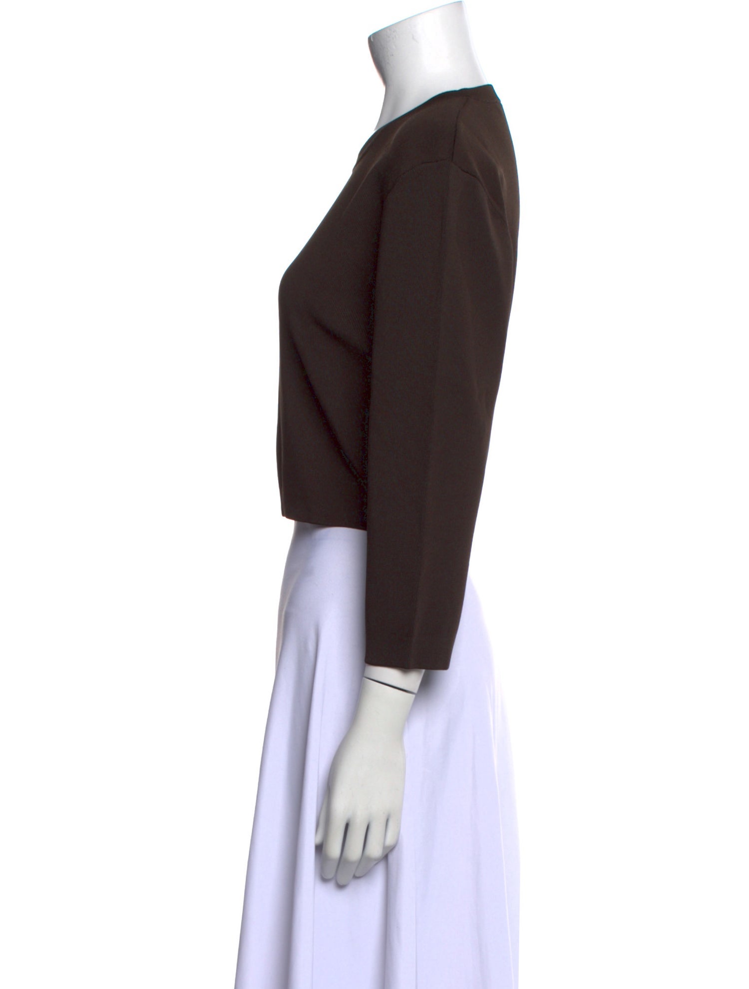 Neil Barrett Crew Neck Three-Quarter Sleeve Crop Top