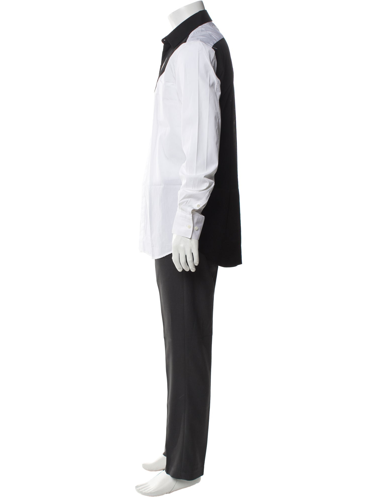 Neil Barrett Colorblock Pattern Long Sleeve Tuxedo Shirt