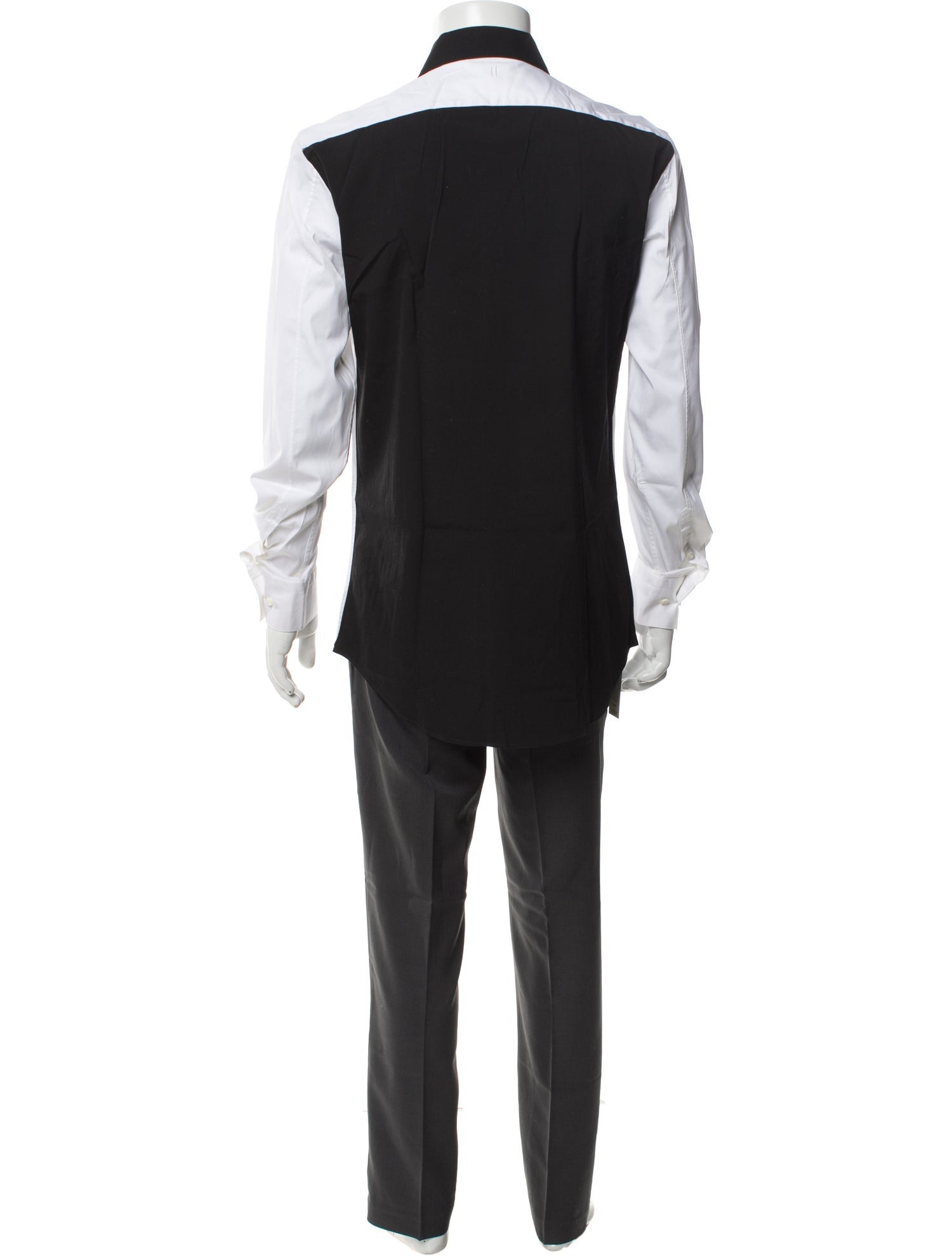 Neil Barrett Colorblock Pattern Long Sleeve Tuxedo Shirt
