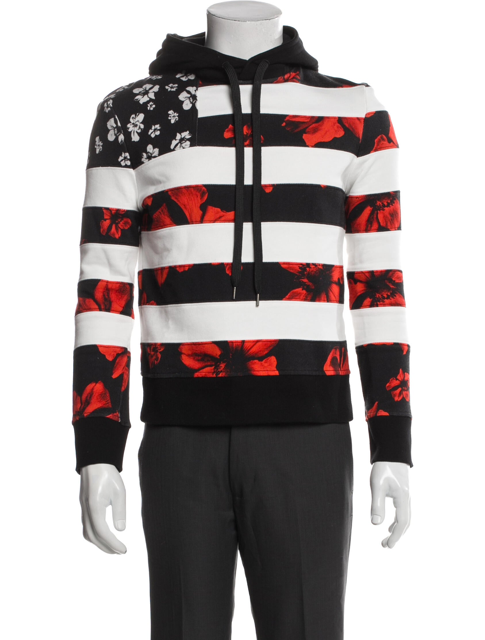 Neil Barrett Striped Mock Neck Hoodie