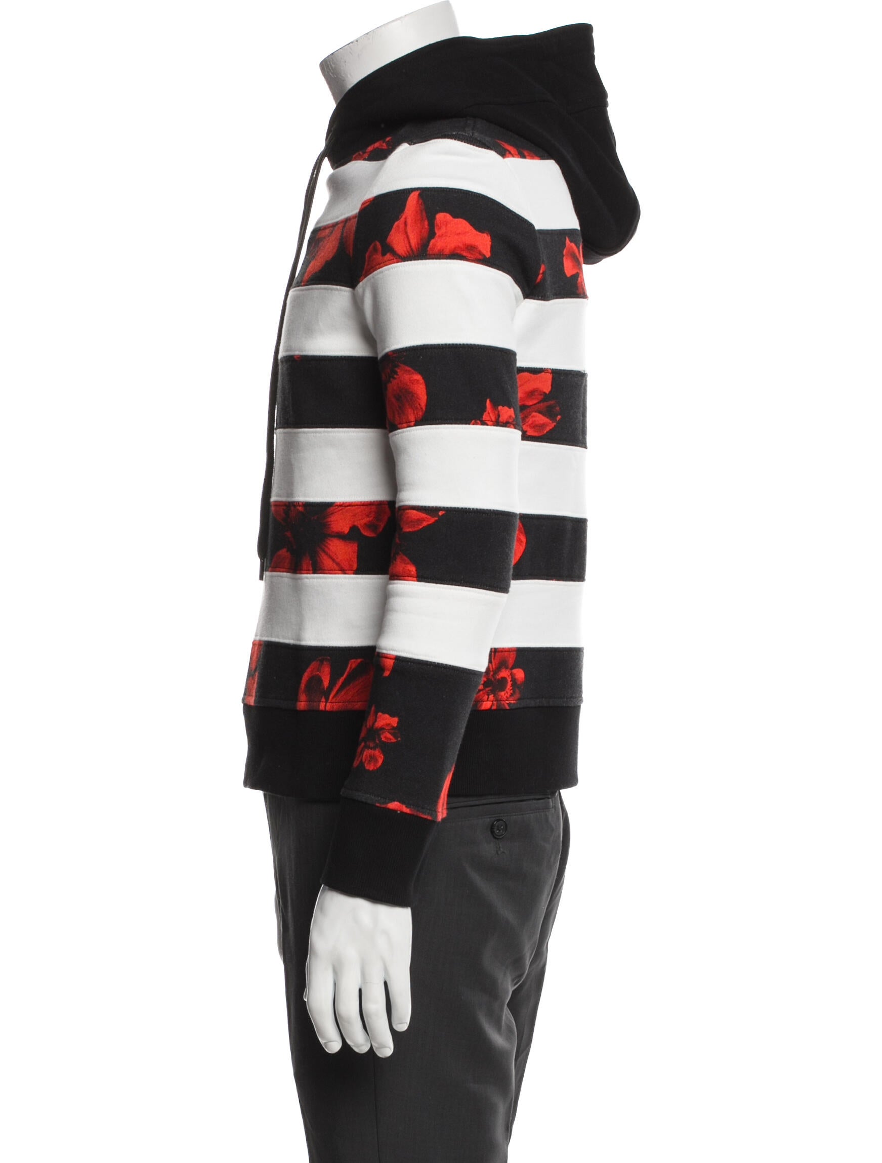 Neil Barrett Striped Mock Neck Hoodie