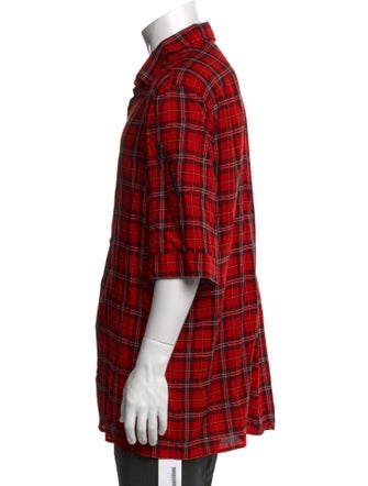 Neil Barrett Plaid Print Three-Quarter Sleeve Shirt