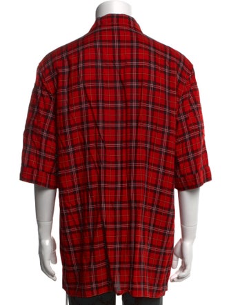 Neil Barrett Plaid Print Three-Quarter Sleeve Shirt
