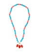 Necklace 14K Coral, Dyed Magnesite & Diamond Bead Strand