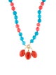 Necklace 14K Coral, Dyed Magnesite & Diamond Bead Strand