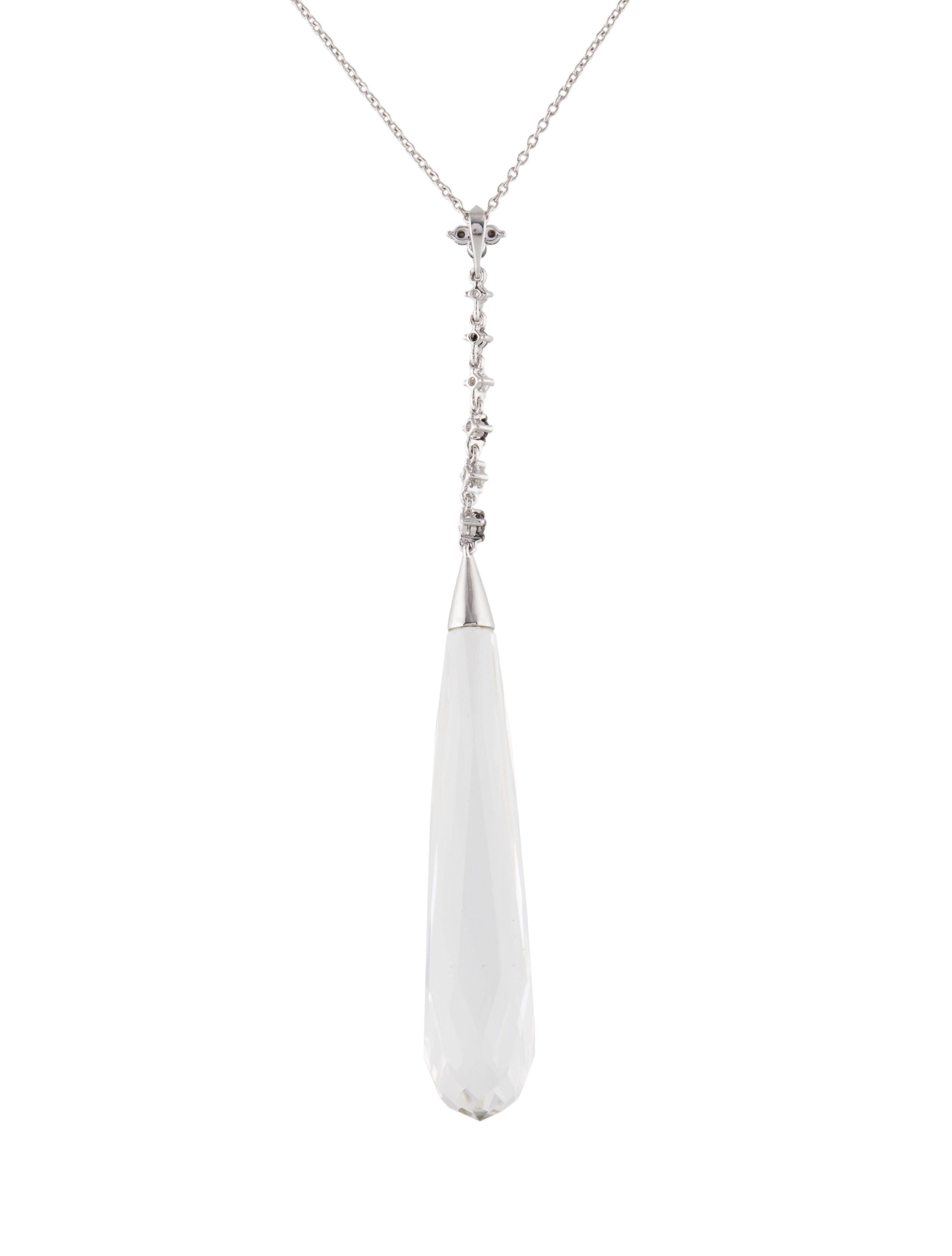 Simon G. 18K Diamond Fallen Leaf Pendant Necklace 18K White Gold