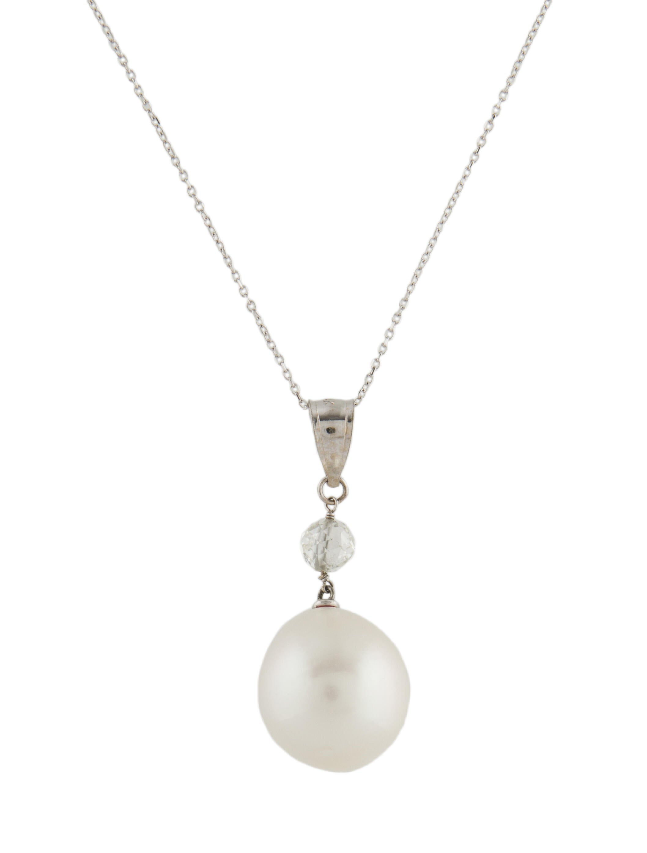 Necklace 14K Diamond & Cultured Pearl Pendant Necklace