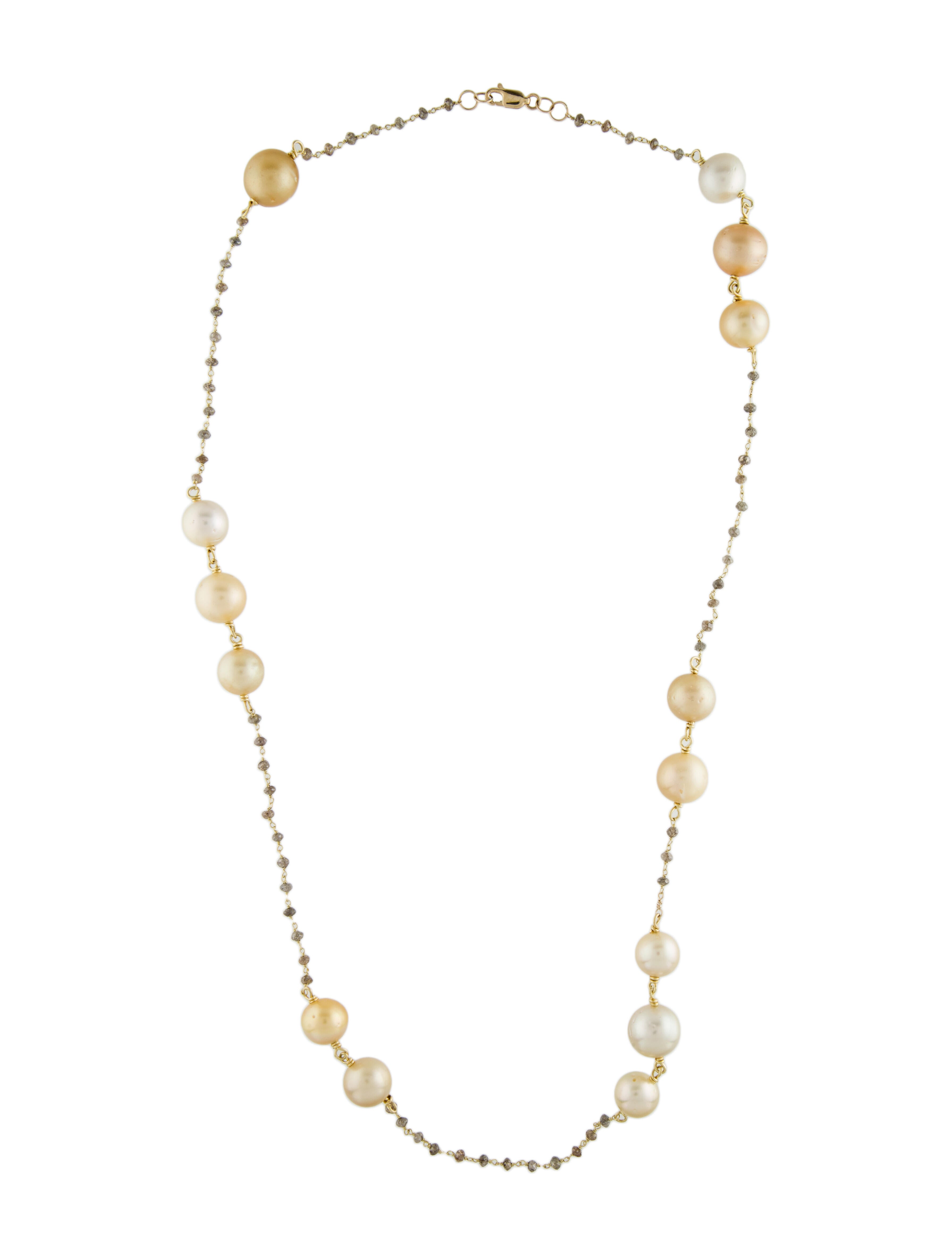 Necklace 14K Pearl & Diamond Station Necklace