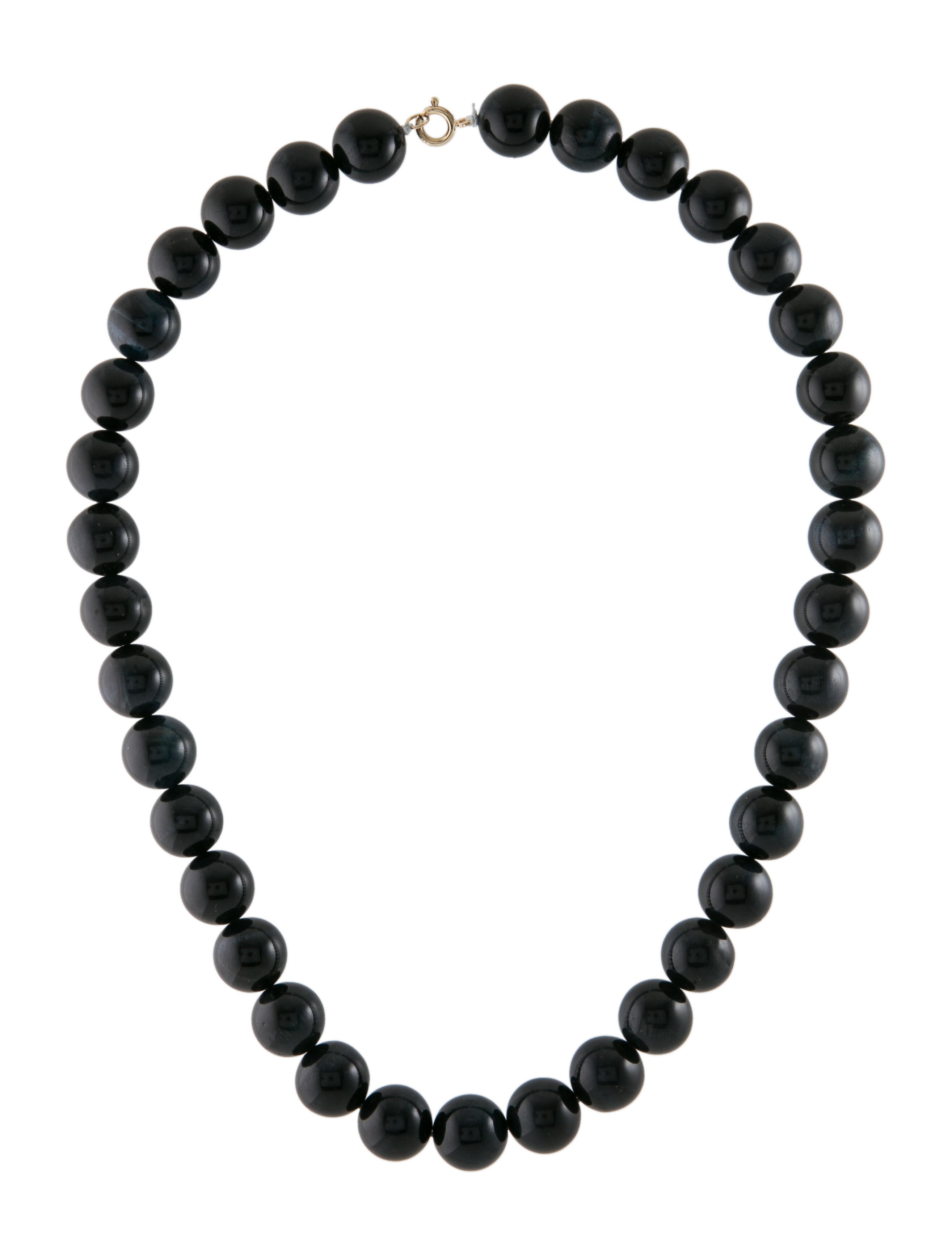 Necklace 14K Hawk's Eye Quartz Beaded Necklace 14K Yellow Gold Bead