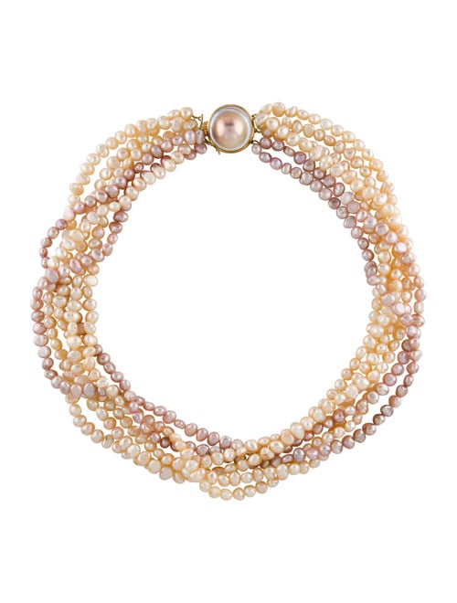 Necklace 14K Pearl Multistrand Mabe' Clasp Necklace