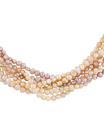 Necklace 14K Pearl Multistrand Mabe' Clasp Necklace