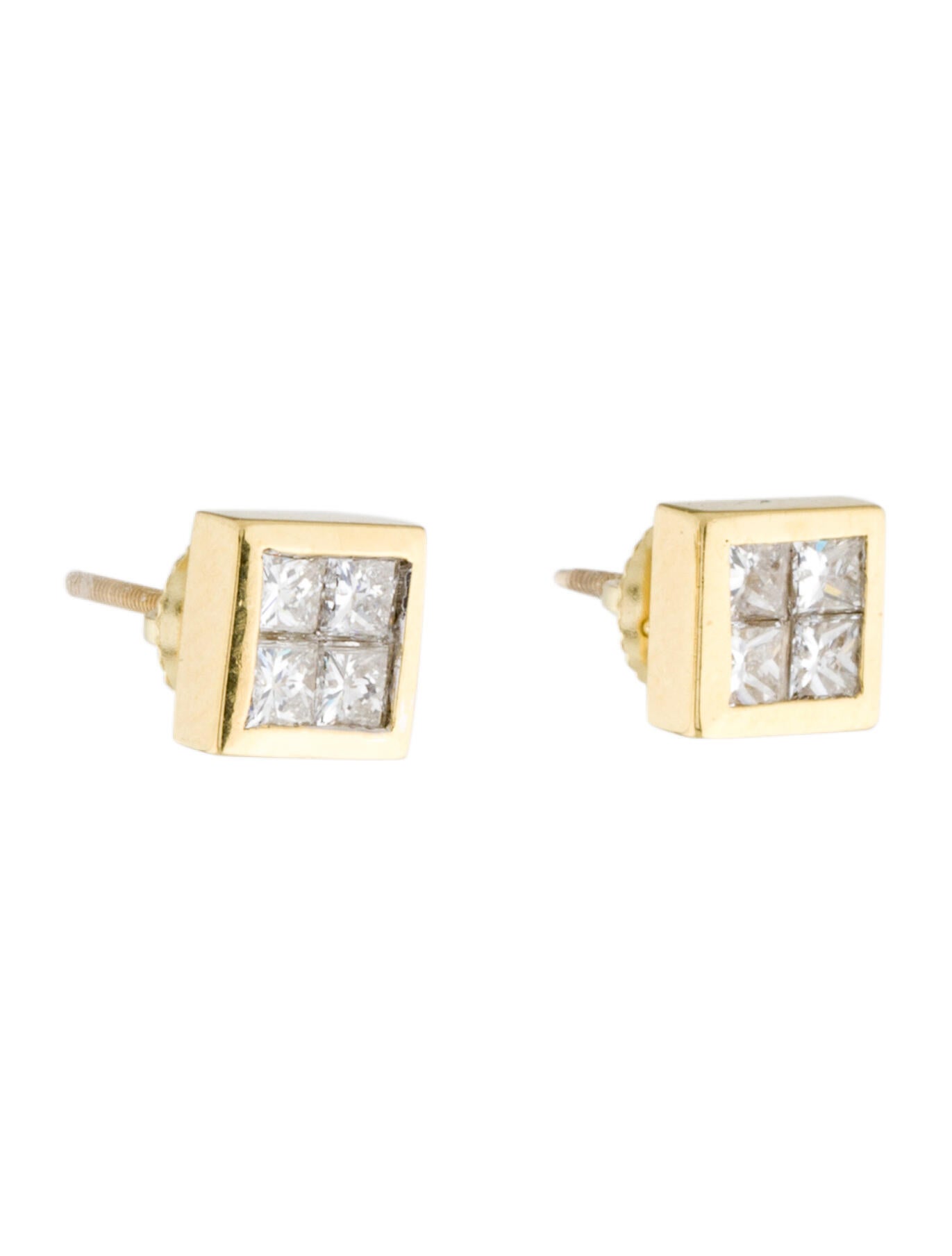 Chopard 18K Diamond Happy Diamonds Square Stud Earrings Rhodium