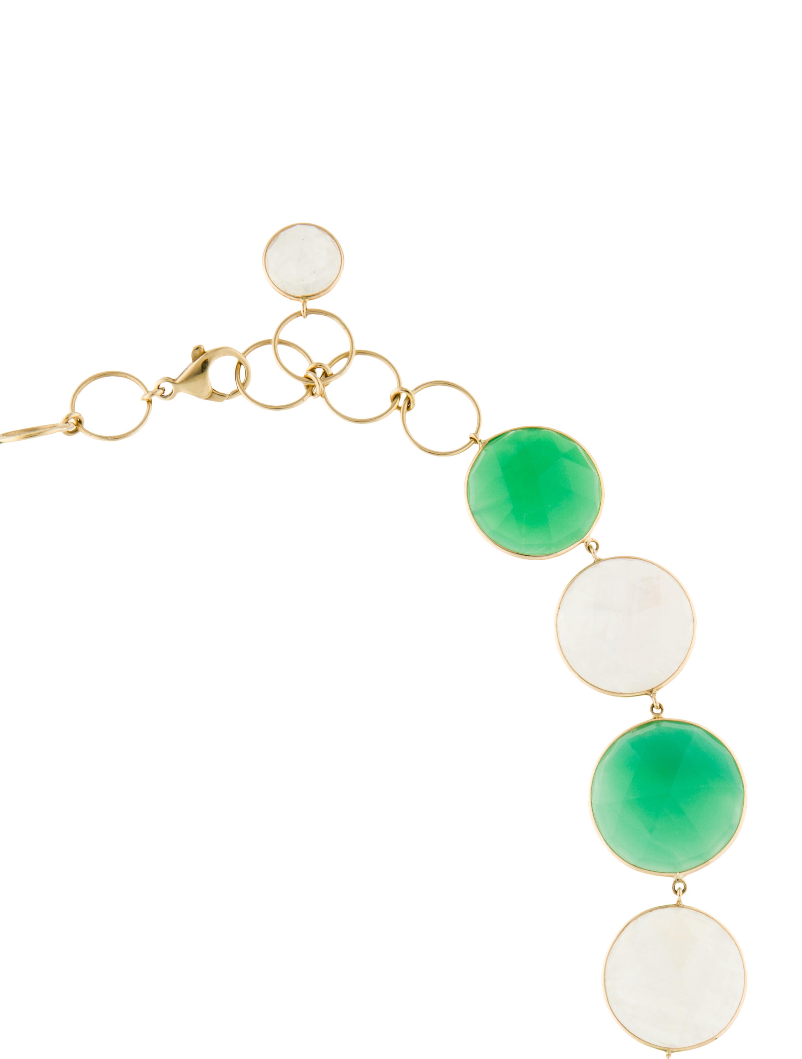 Necklace 14K Moonstone & Chrysoprase Collar Necklace