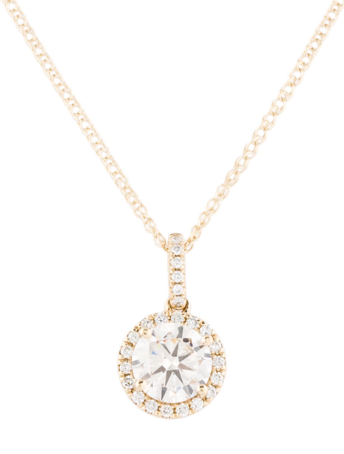 Necklace 14K 1.02ctw Diamond Halo Pendant Necklace