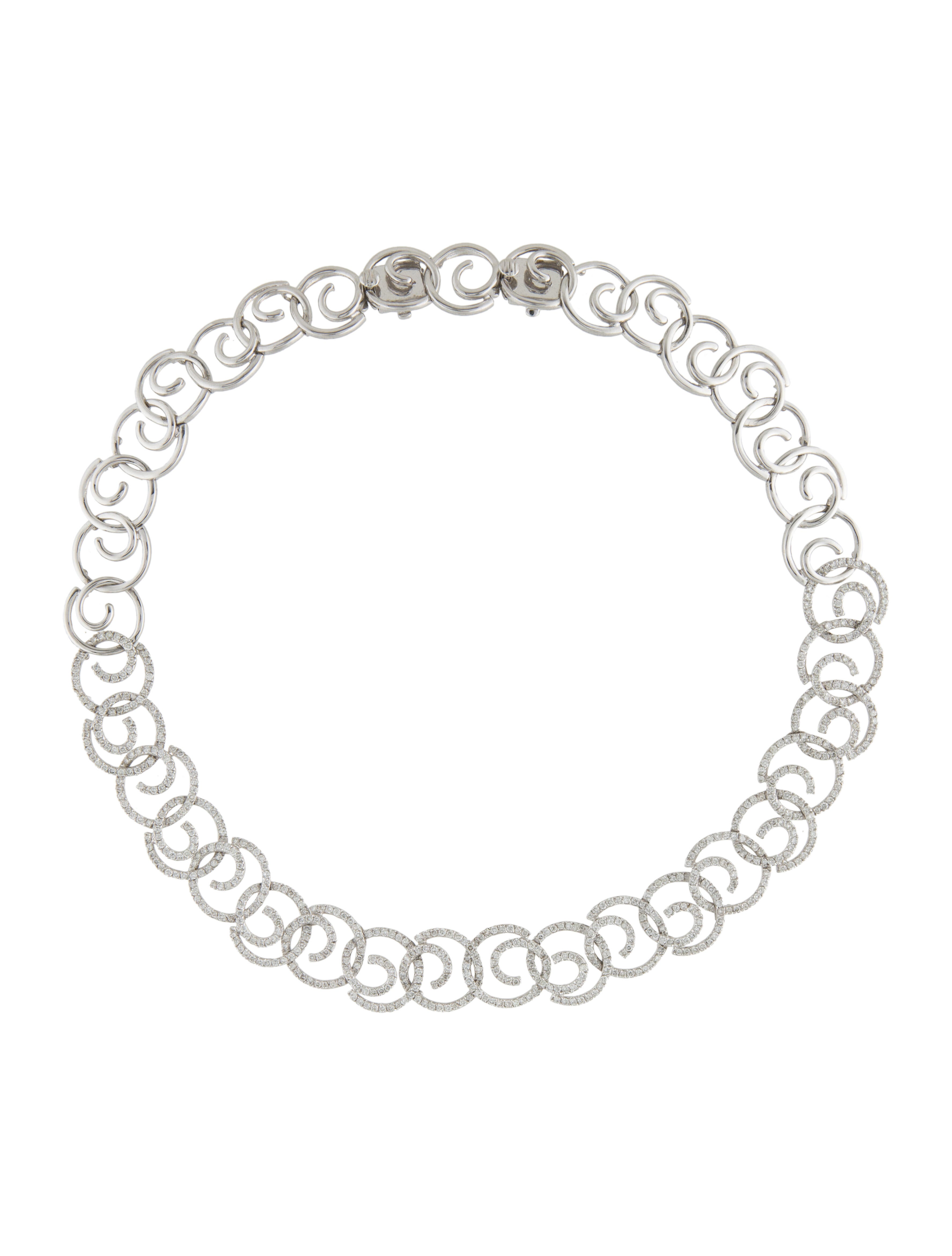 Necklace 18K Diamond Collar Necklace RhodiumPlated 18K White Gold Collar, Necklaces