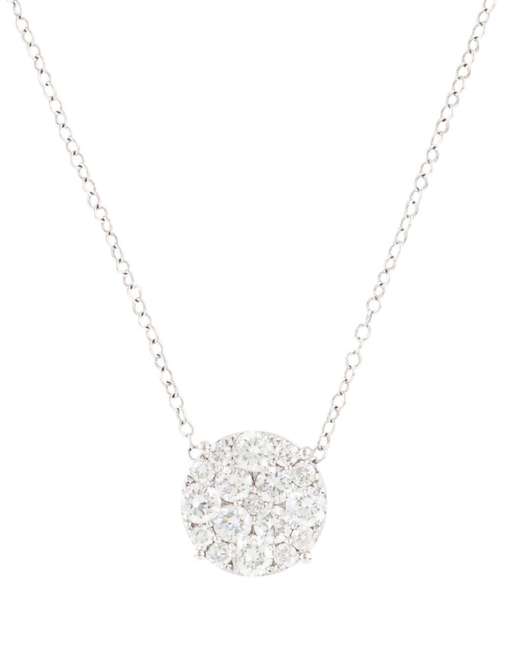 Nigaam 18K Diamond Circle Pendant Necklace RhodiumPlated 18K White