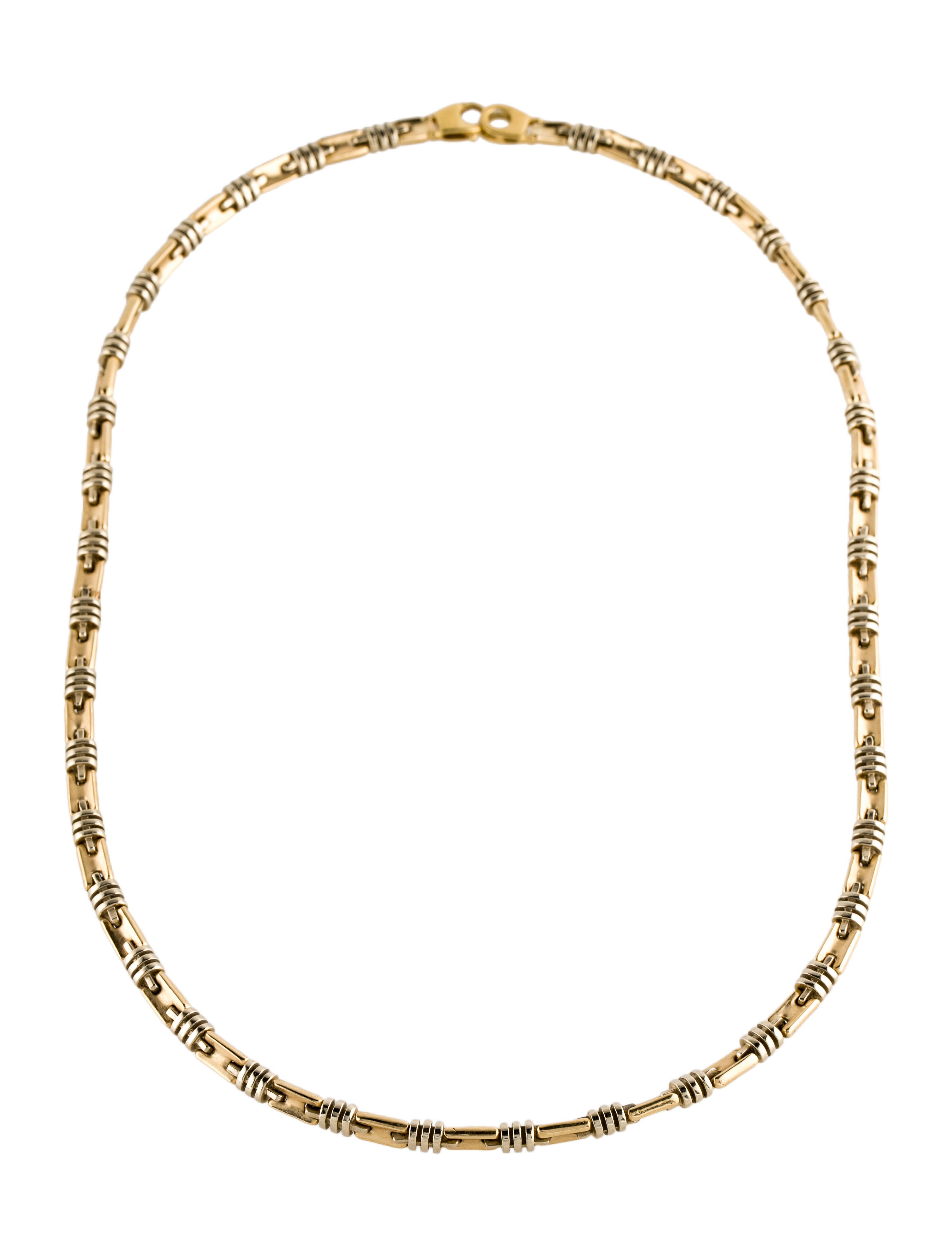 Necklace 14K Alternating Link Chain Necklace W/18K Clasp 14K Yellow