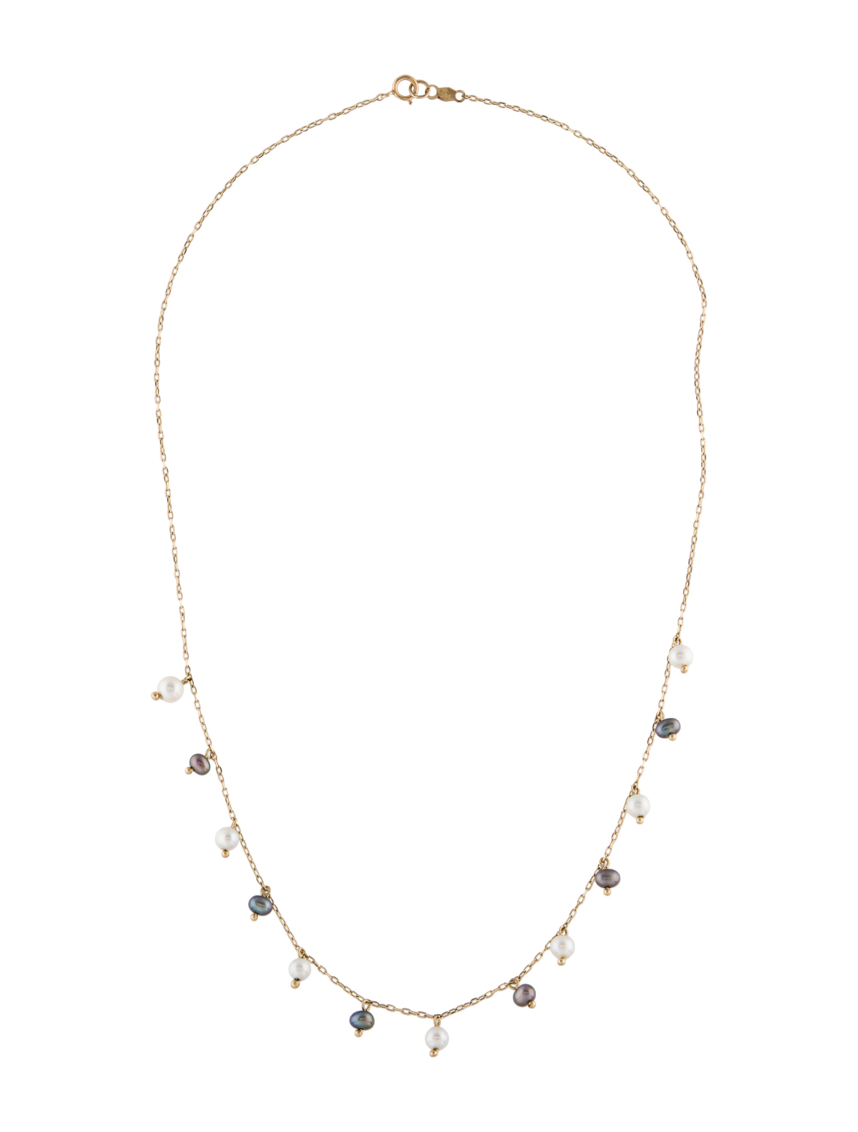 Necklace 14K Dangling Pearl Necklace 14K Yellow Gold Bead Strand, Necklaces NECKL154241
