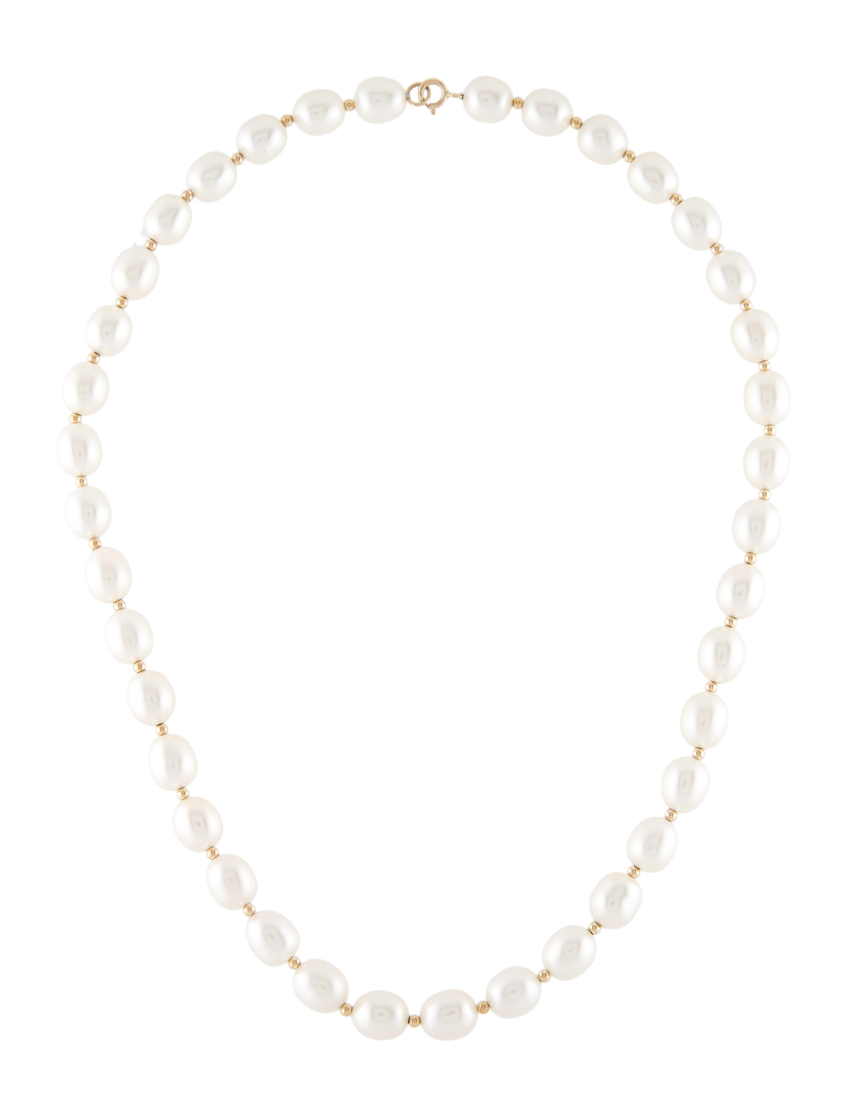 Necklace 14K Pearl Bead Necklace 14K Yellow Gold Bead Strand