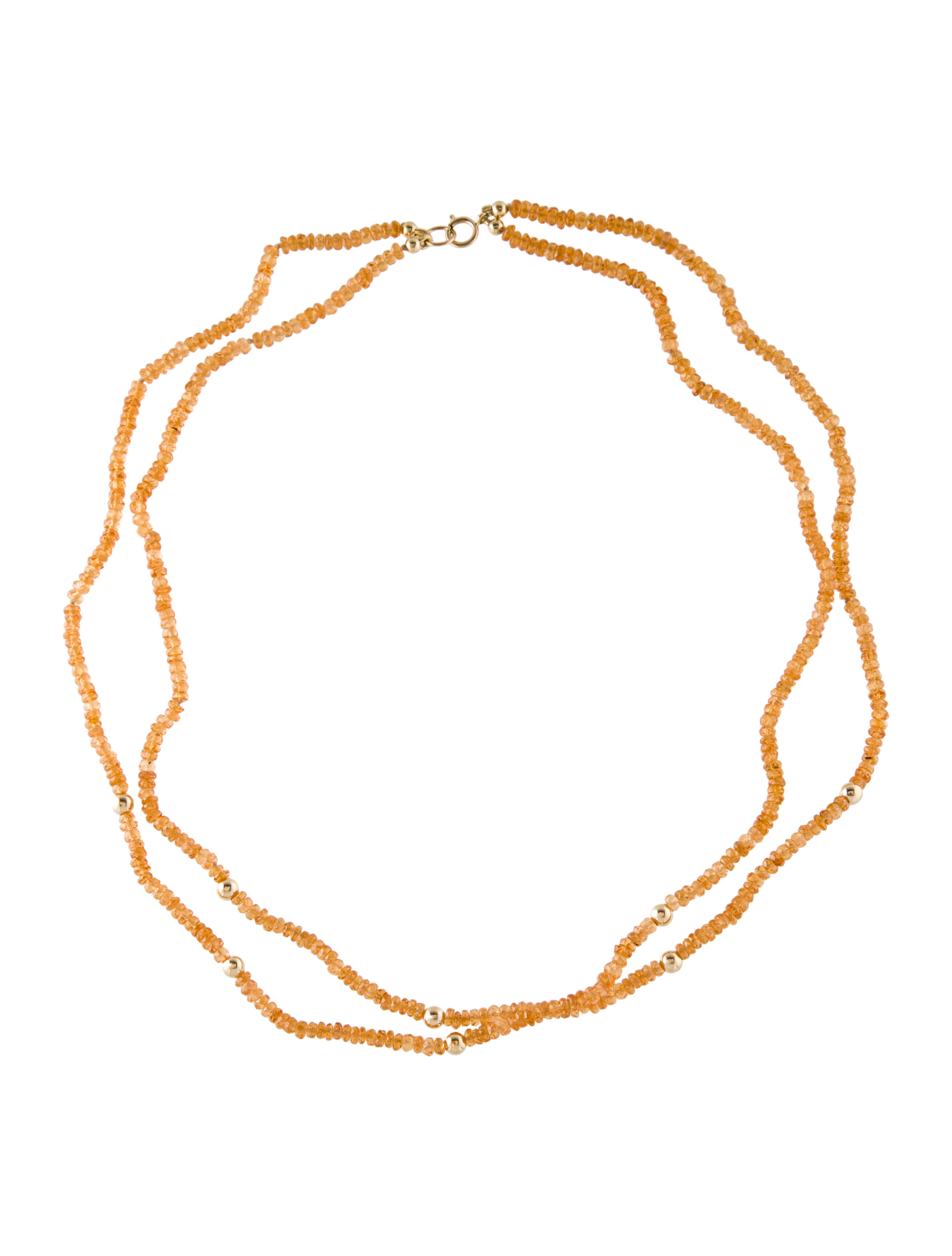 Necklace 14K Mandarin Double Strand Bead Necklace 14K Yellow