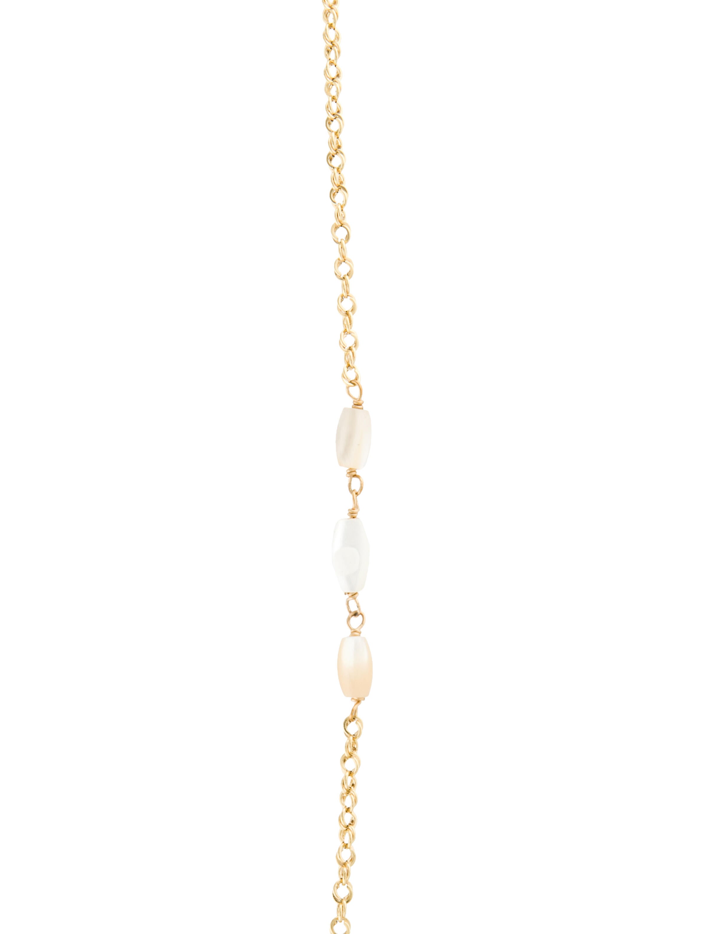 Necklace 14K Mother of Pearl Station Necklace