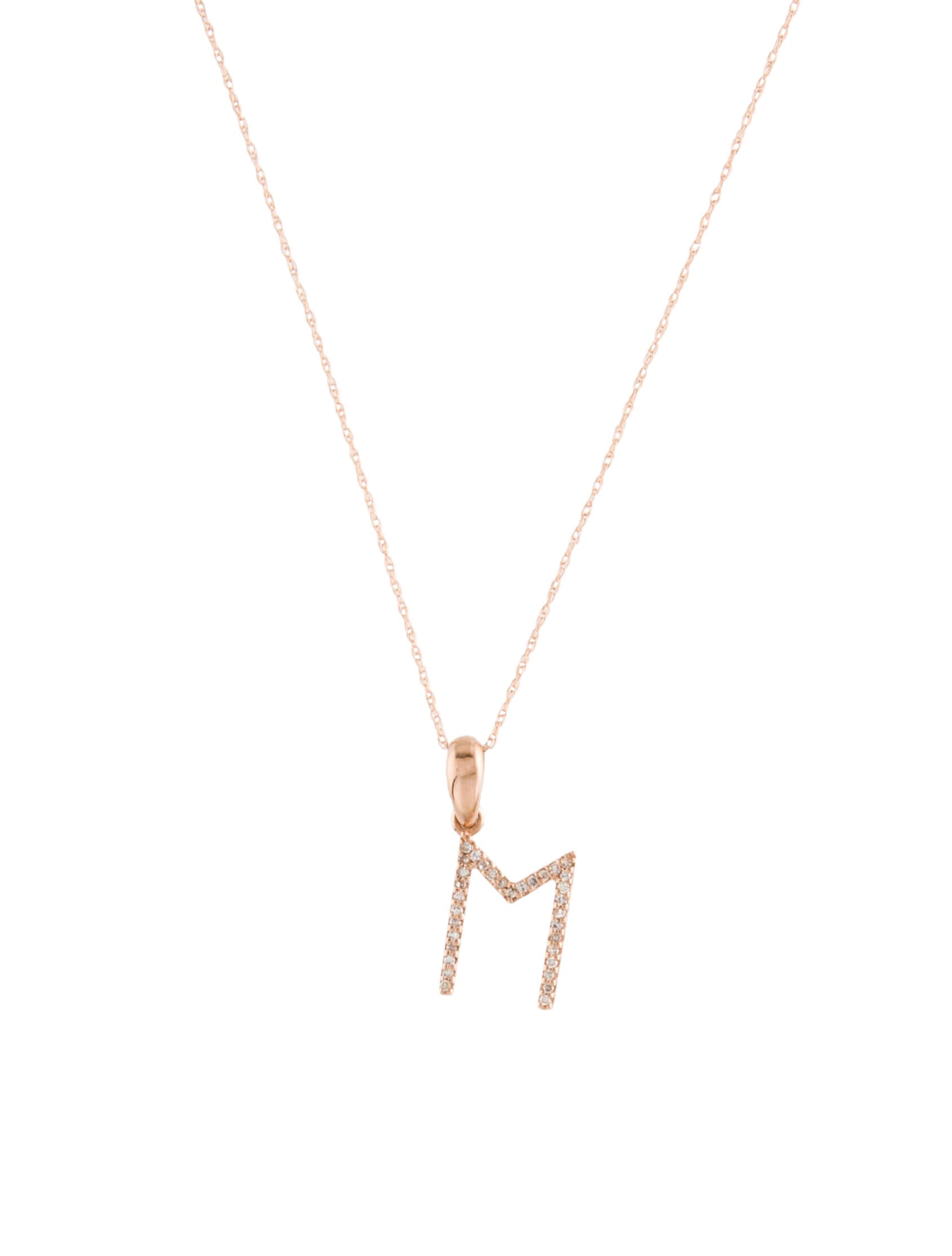 Necklace Sabrina 14K Diamond 'M' Initial Necklace 14K Rose Gold