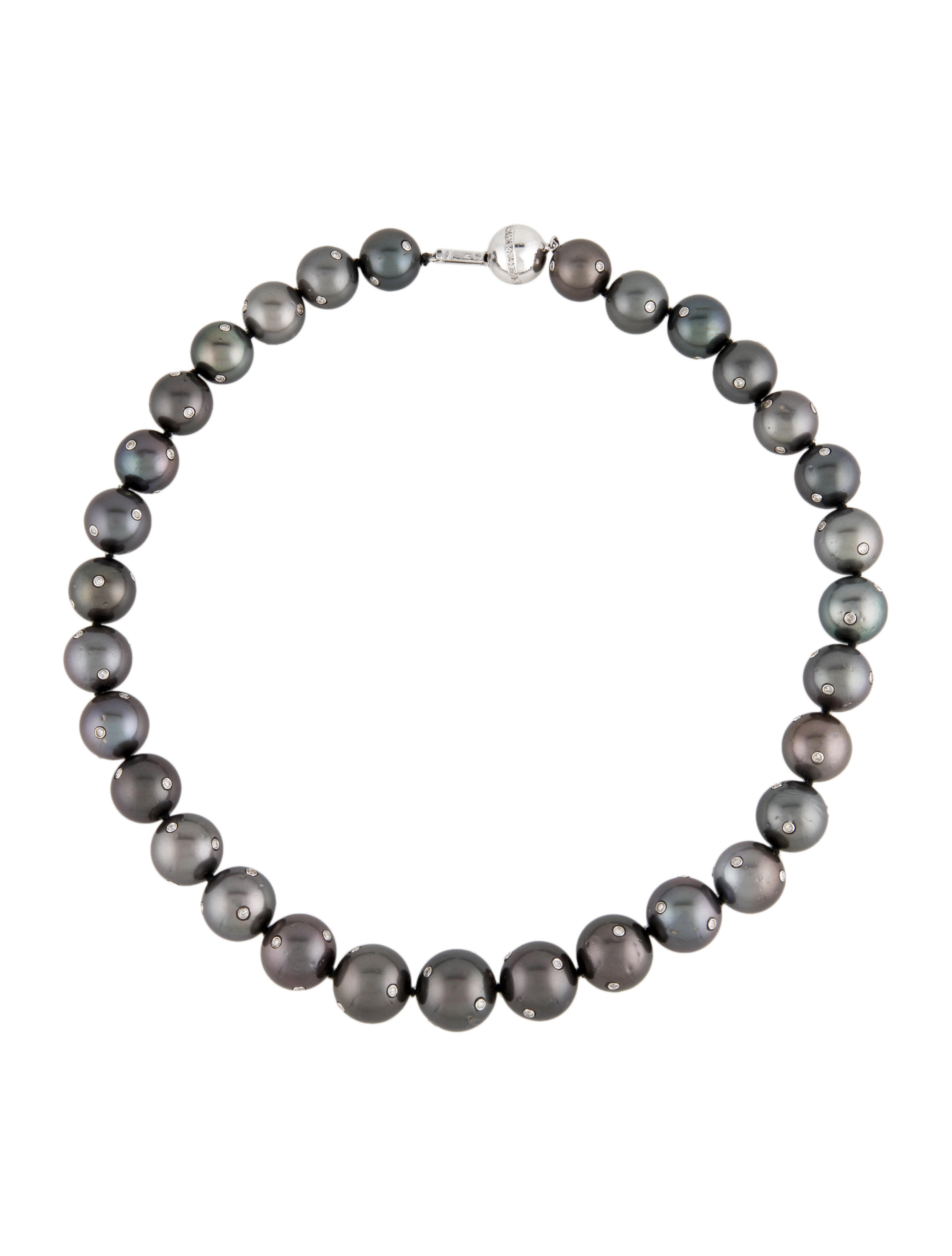 Verdura 18K Pietersite & Diamond Bead Necklace 18K Yellow Gold Bead