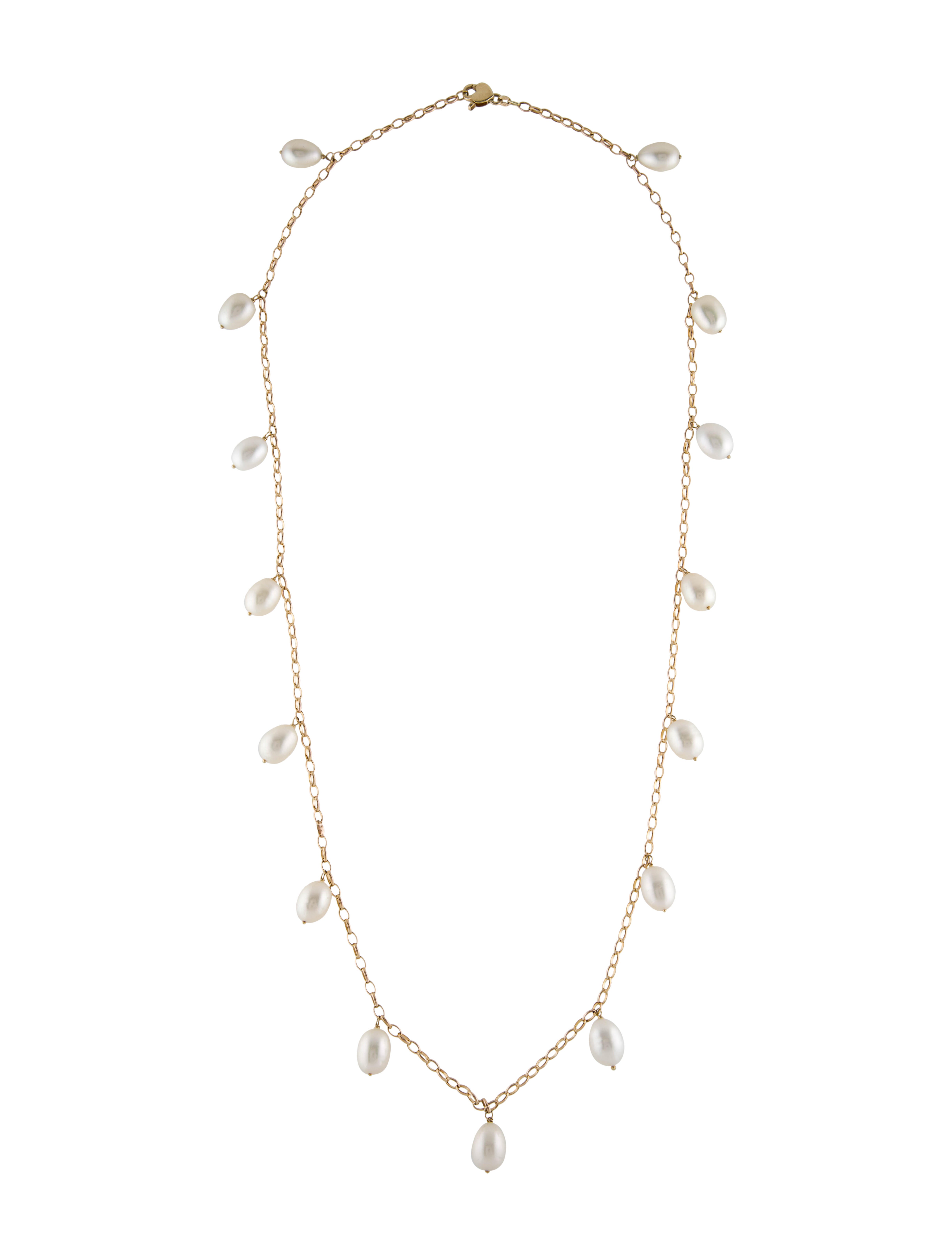 Necklace 14K Pearl Station Necklace