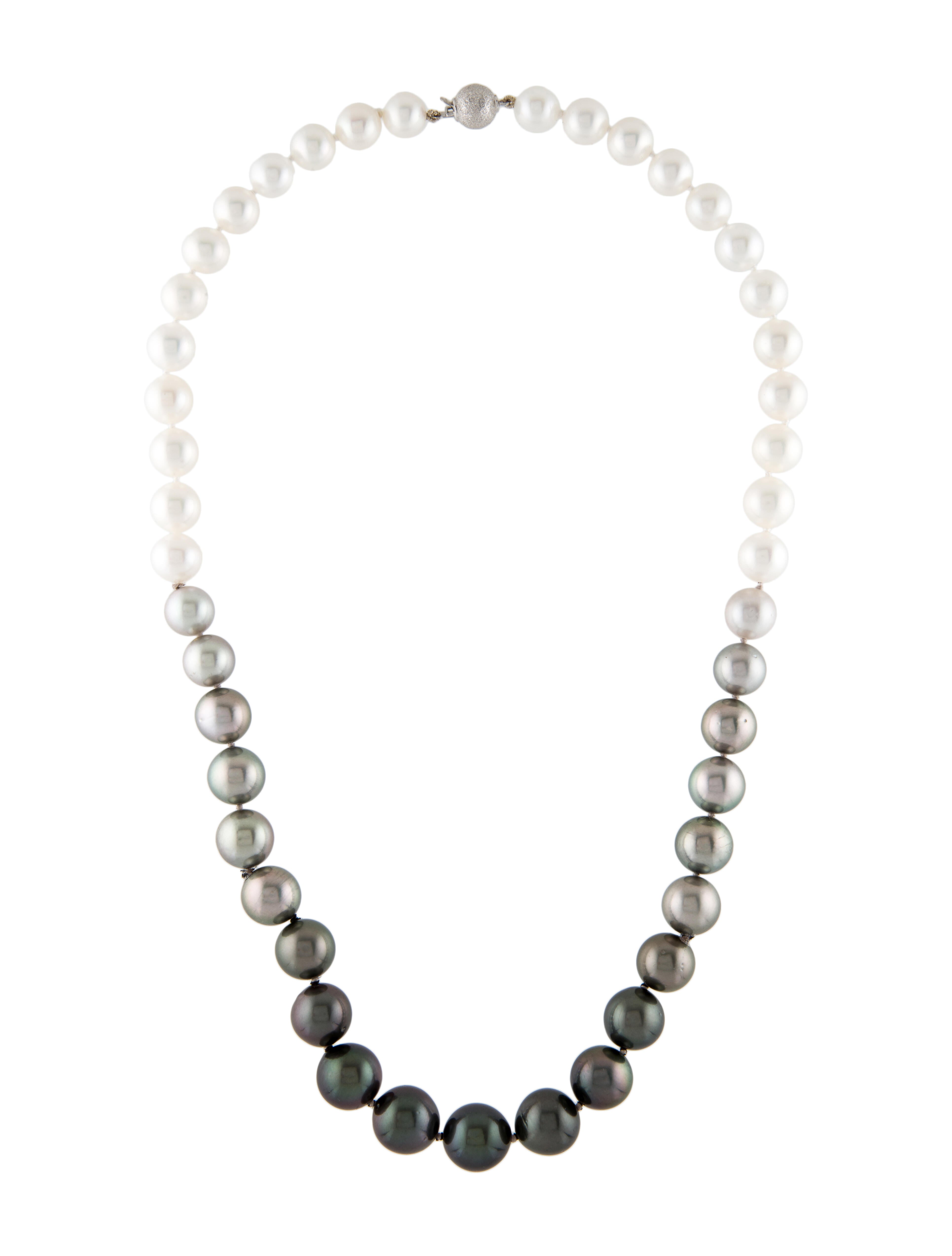 Necklace 14K Cultured Pearl Bead Necklace RhodiumPlated 14K White