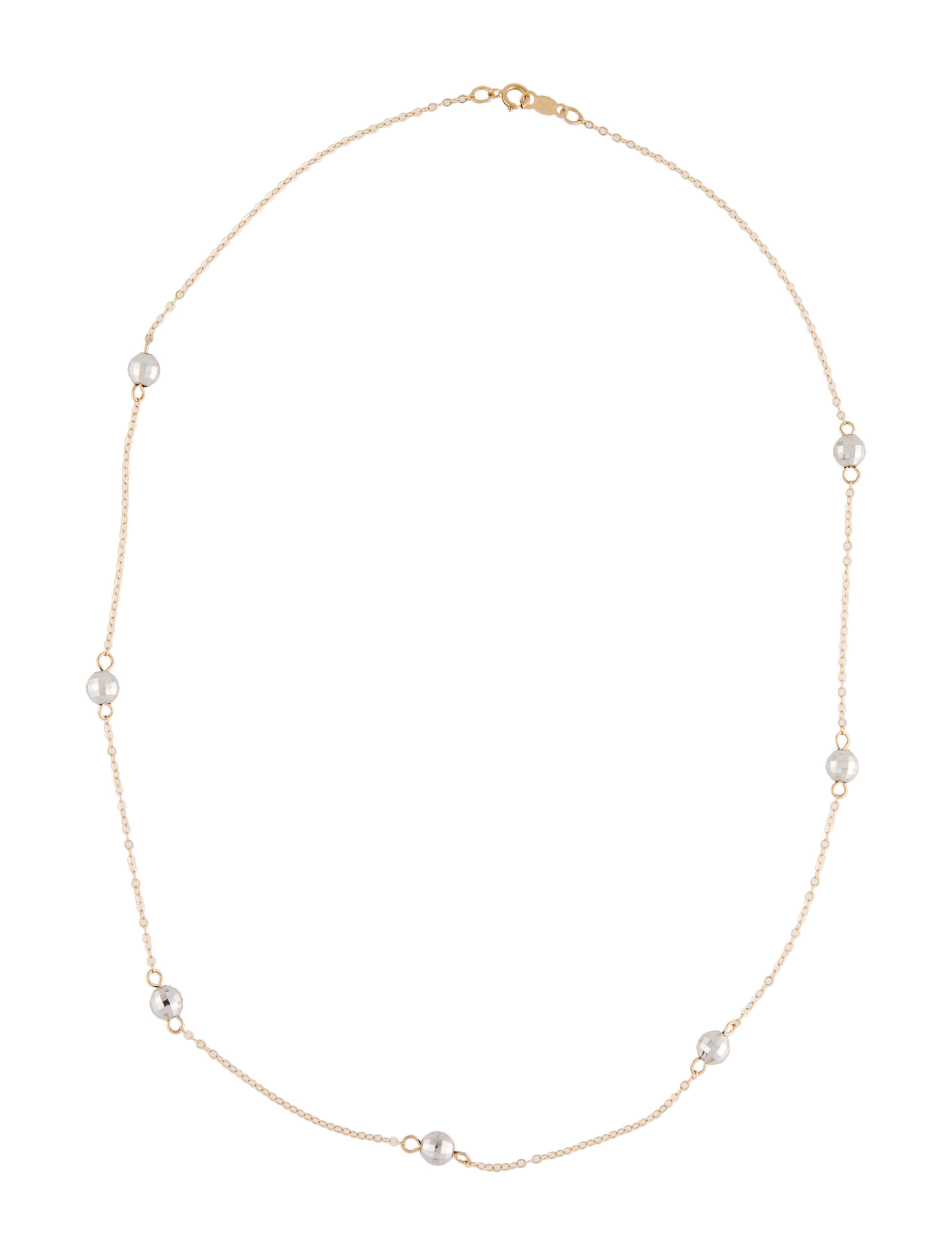 Necklace 14K TwoTone Mirrorball Station Necklace 14K Yellow Gold