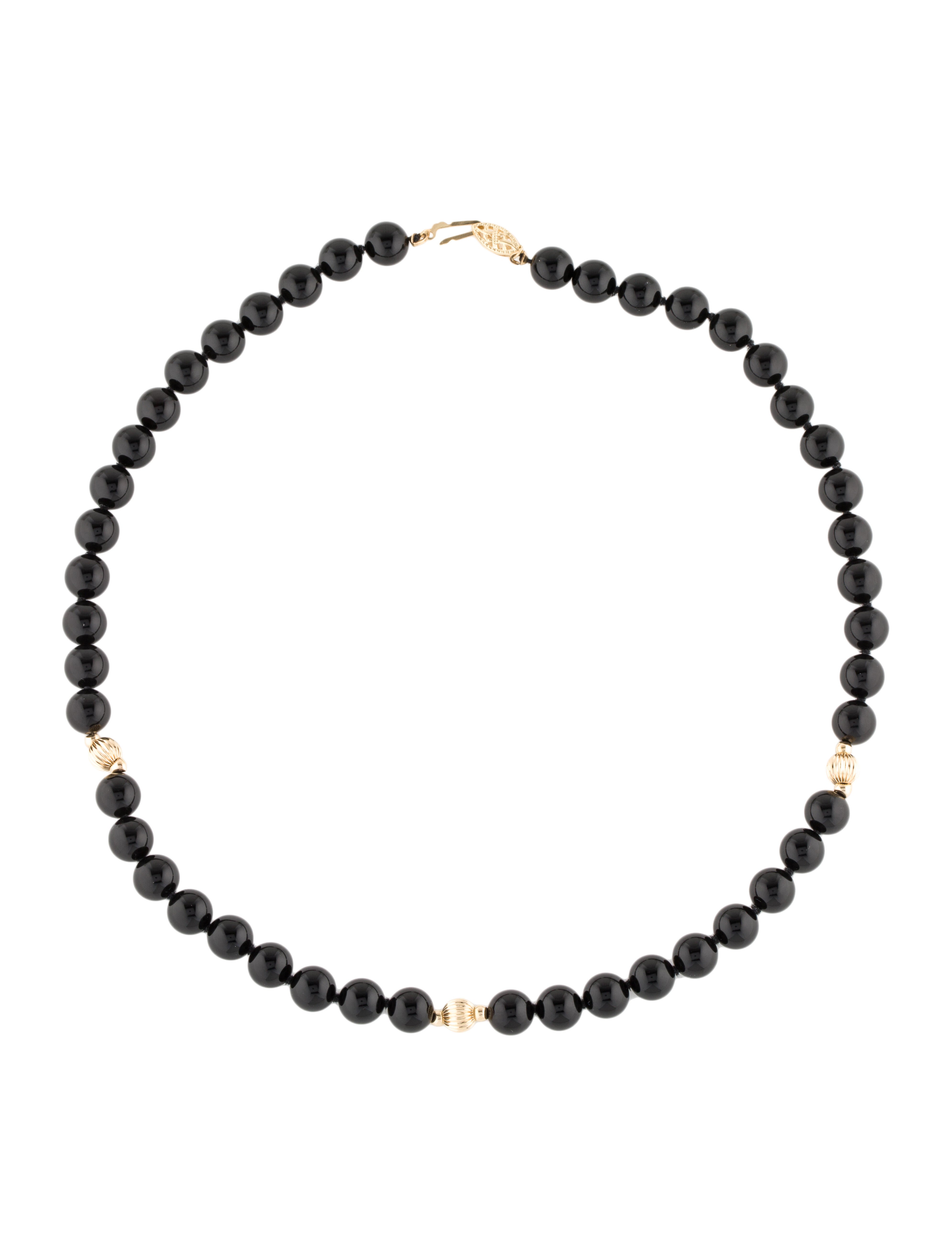 Necklace 14K Double Strand Pearl Necklace 14K Yellow Gold Bead Strand