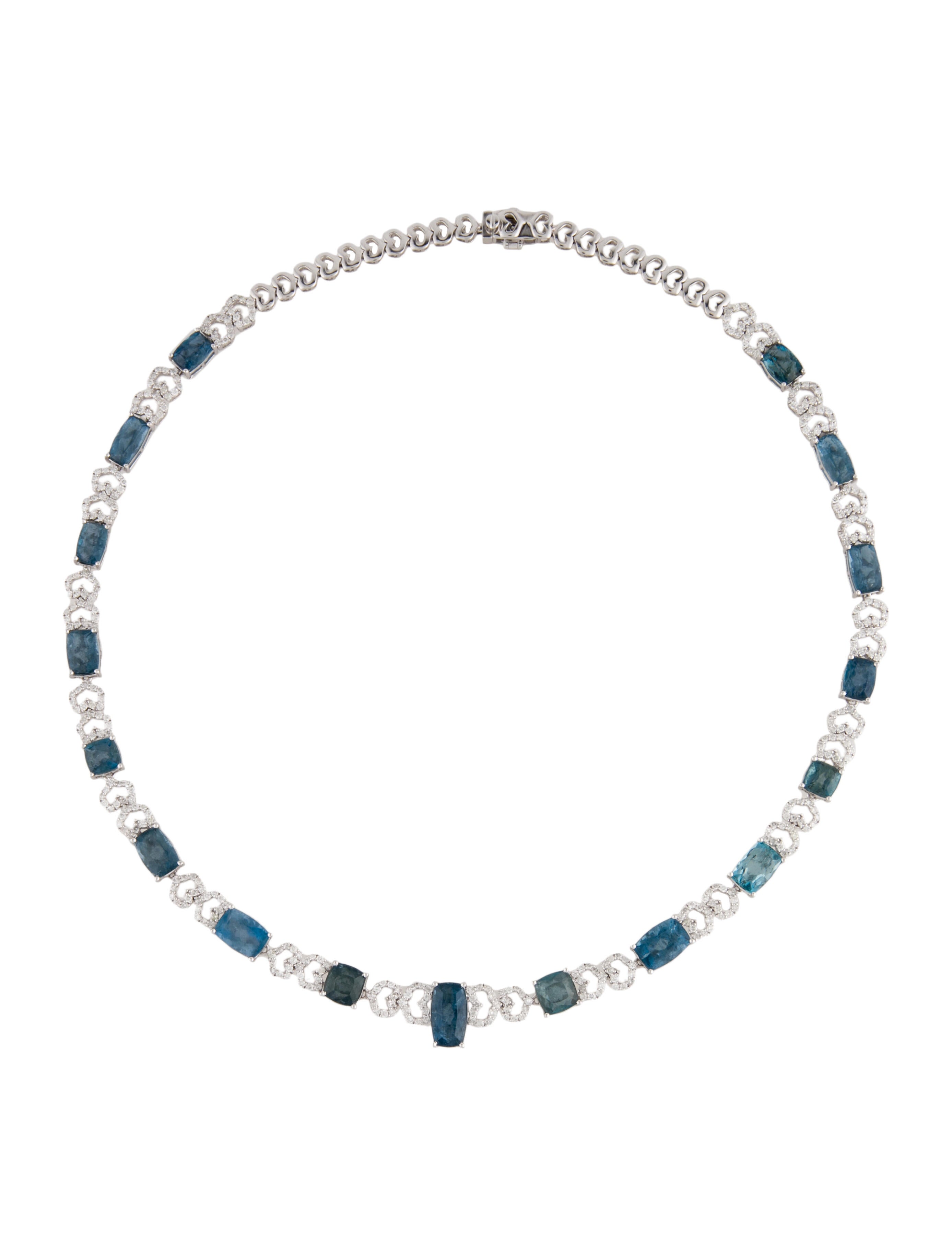 Necklace 14K Aquamarine & Diamond Collar Necklace 14K White Gold Collar, Necklaces