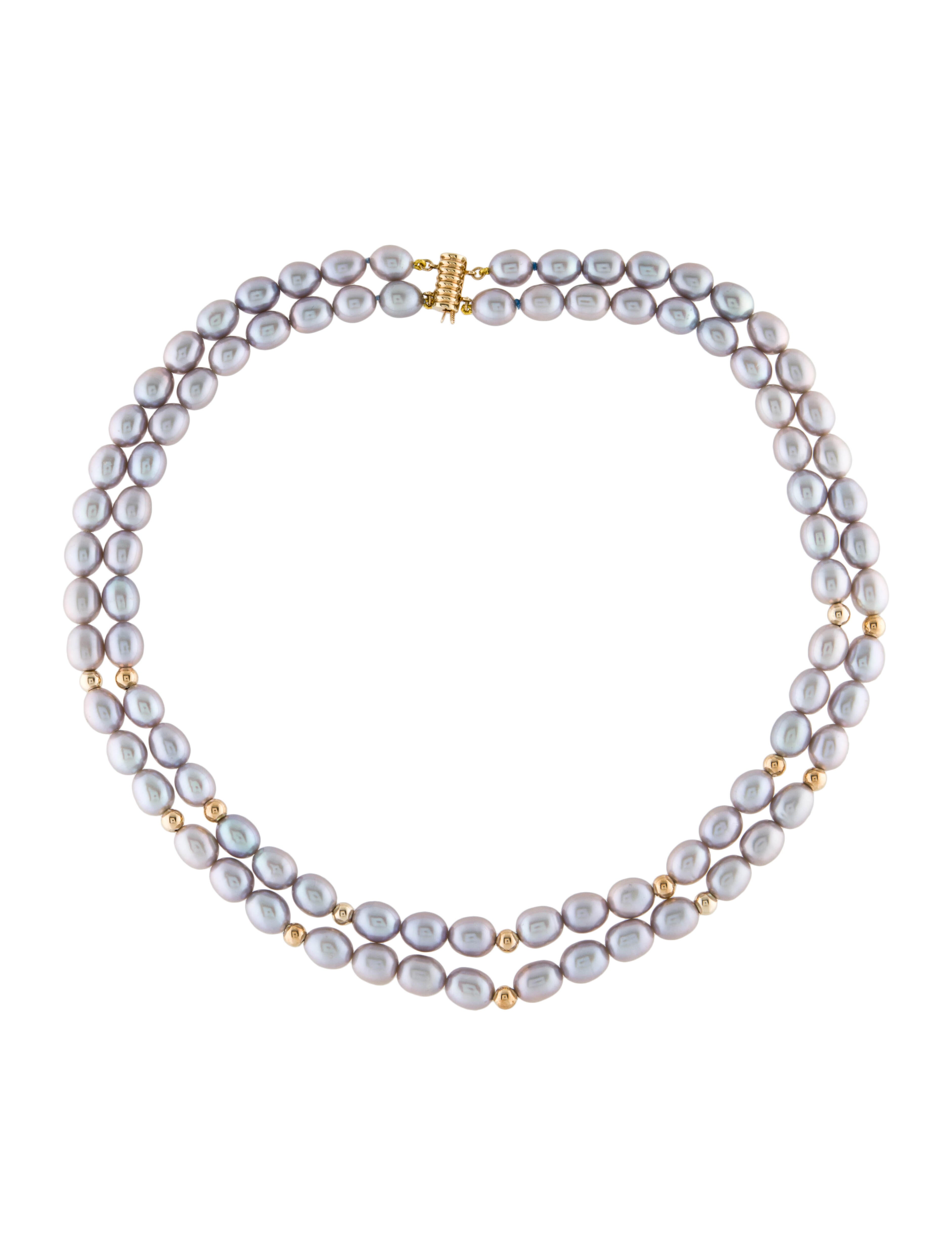 Necklace 14K Dyed Pearl Double Strand Necklace