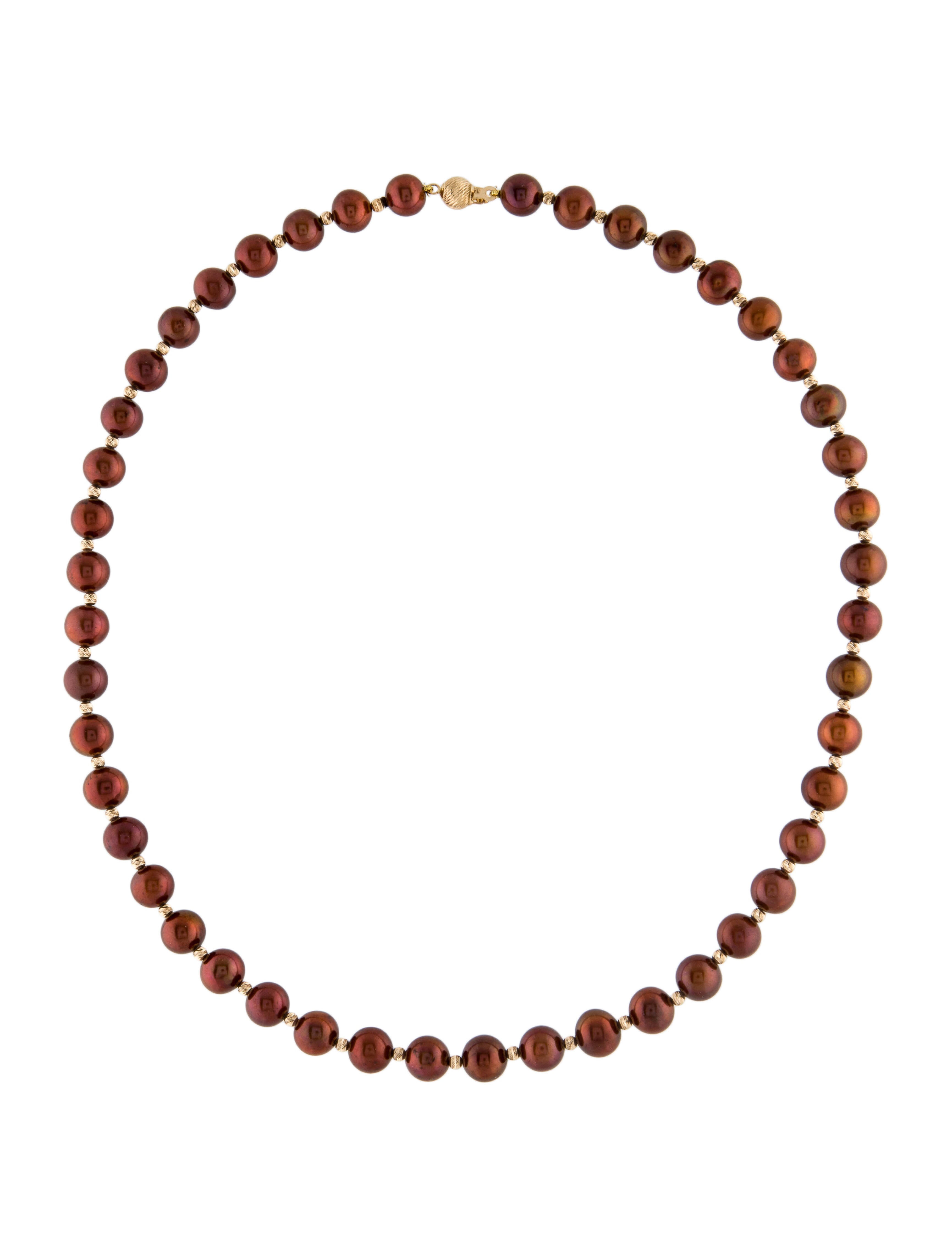 Necklace 14K Dyed Pearl Bead Strand Necklace