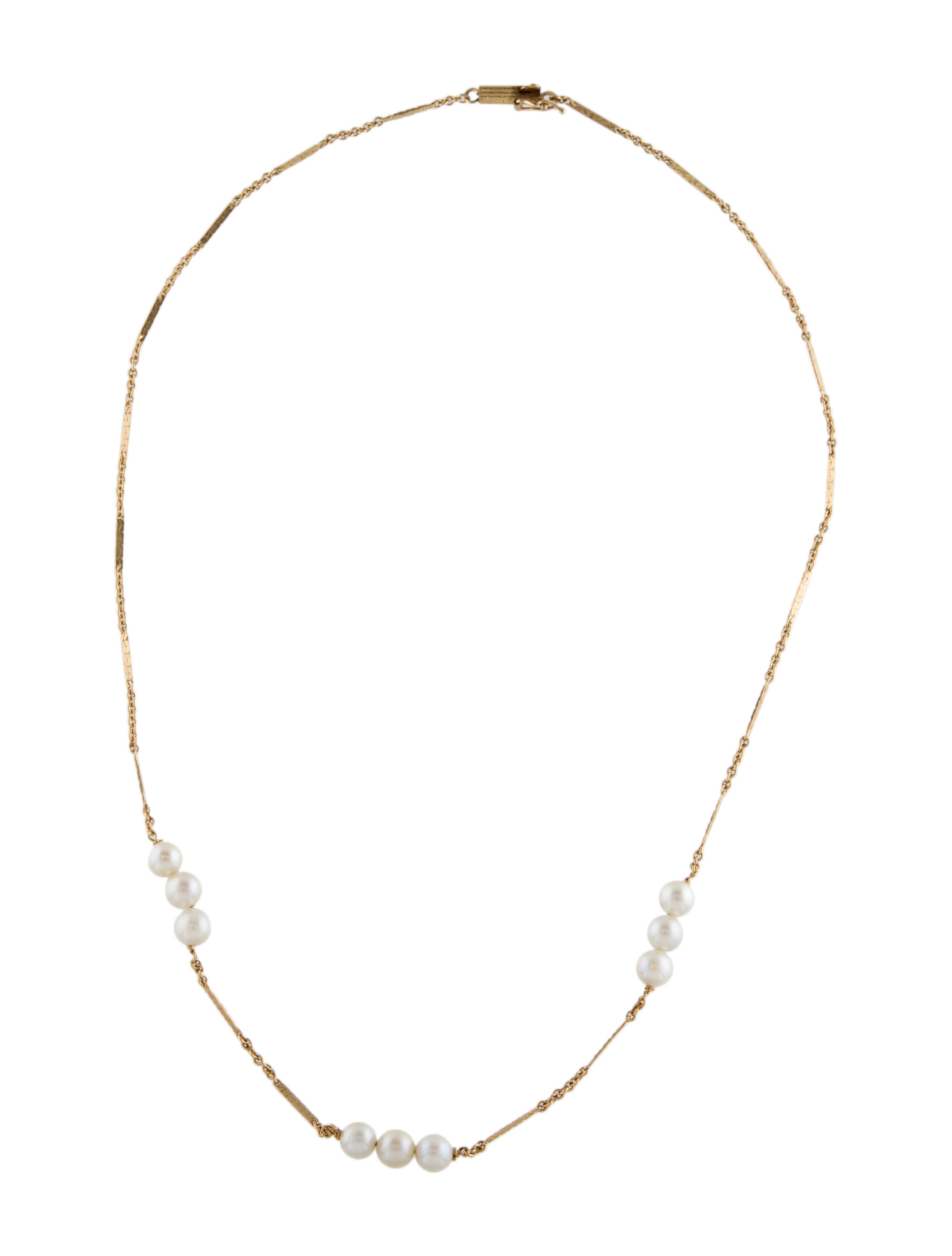 Necklace 14K Pearl Station Necklace