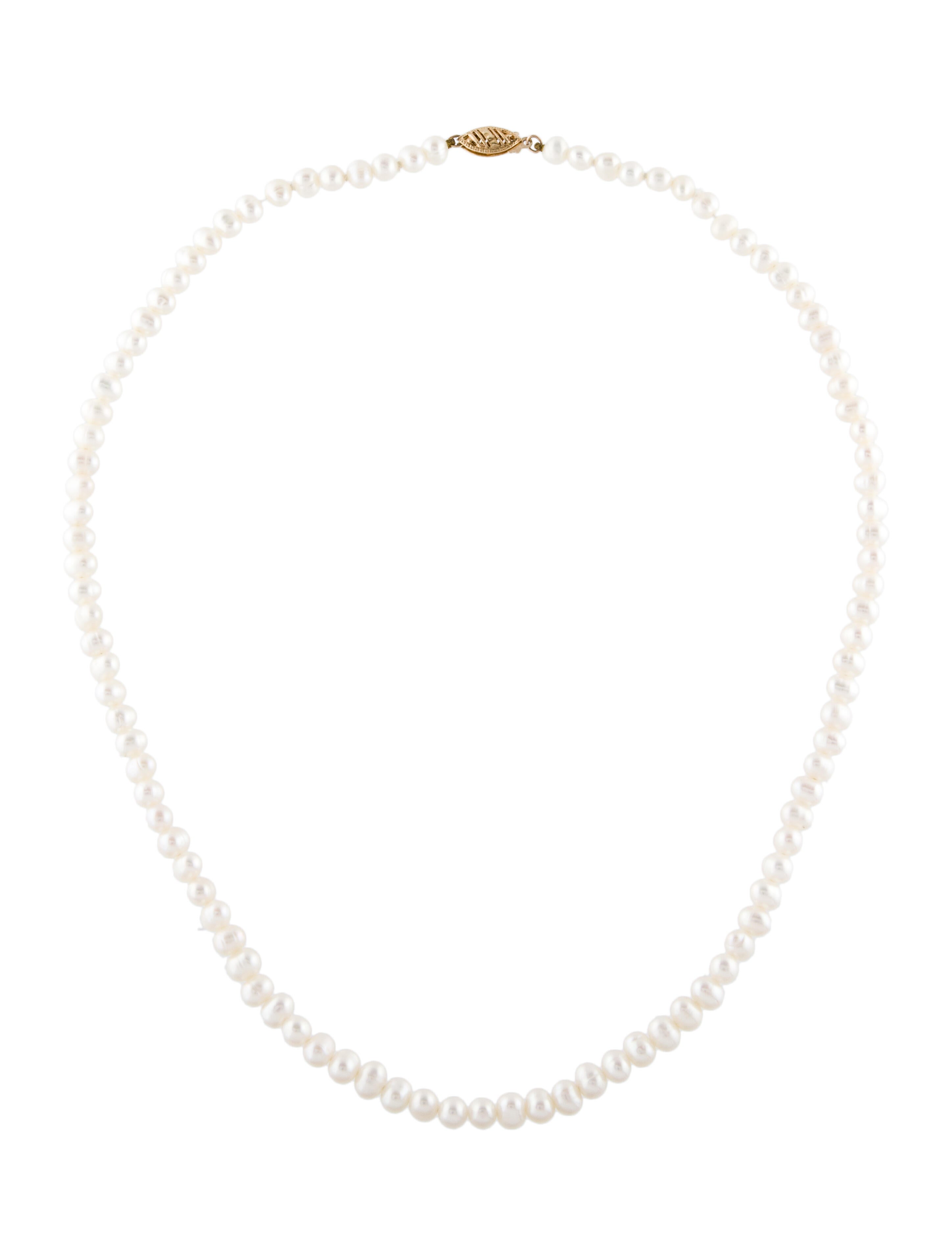 Necklace 14K Pearl & Diamond Bead Strand Necklace 14K White Gold Bead