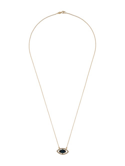 Necklace 18K Sapphire & Diamond Evil Eye Pendant Necklace