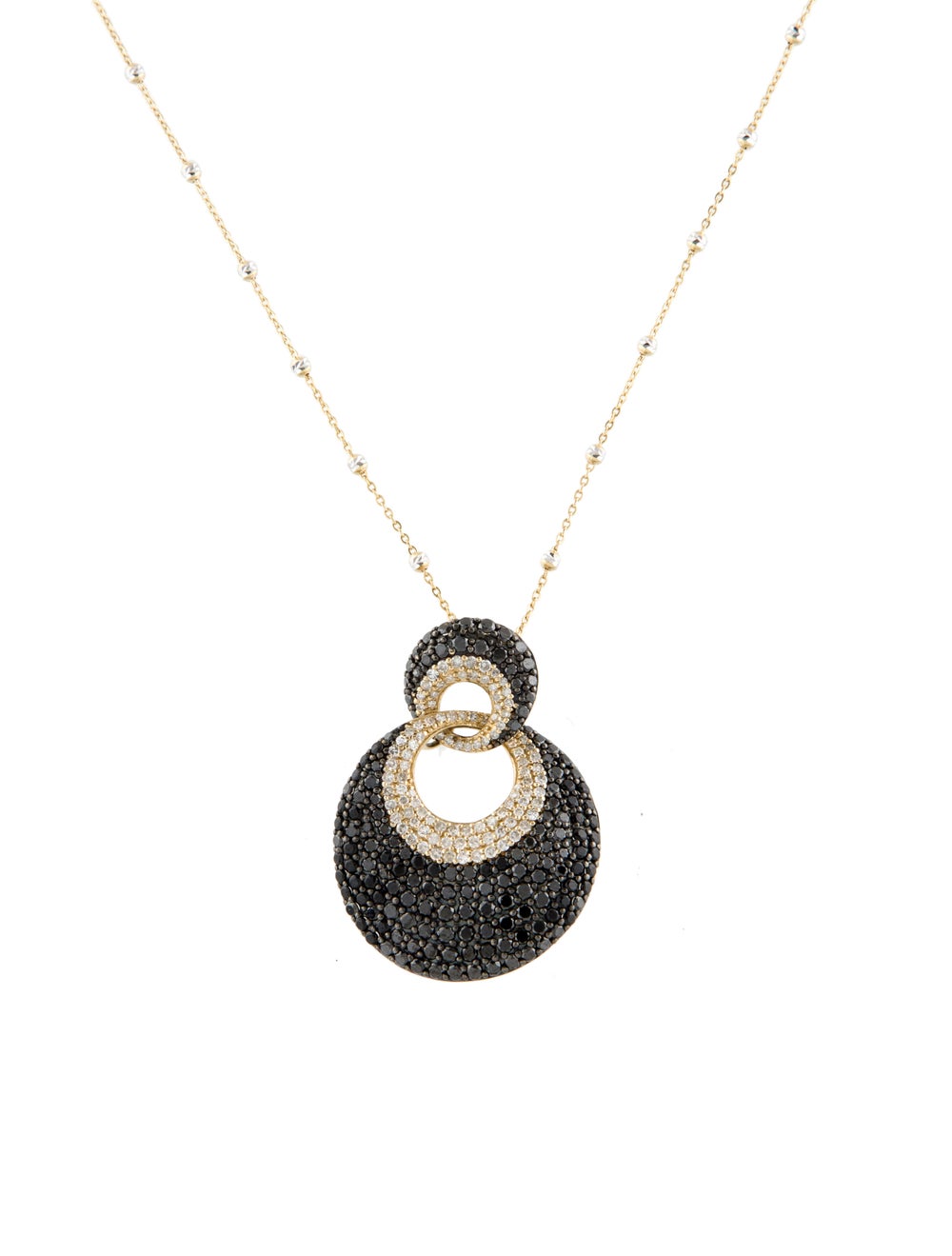 14K Diamond Interlocking Circle Drop Pendant Necklace Gem