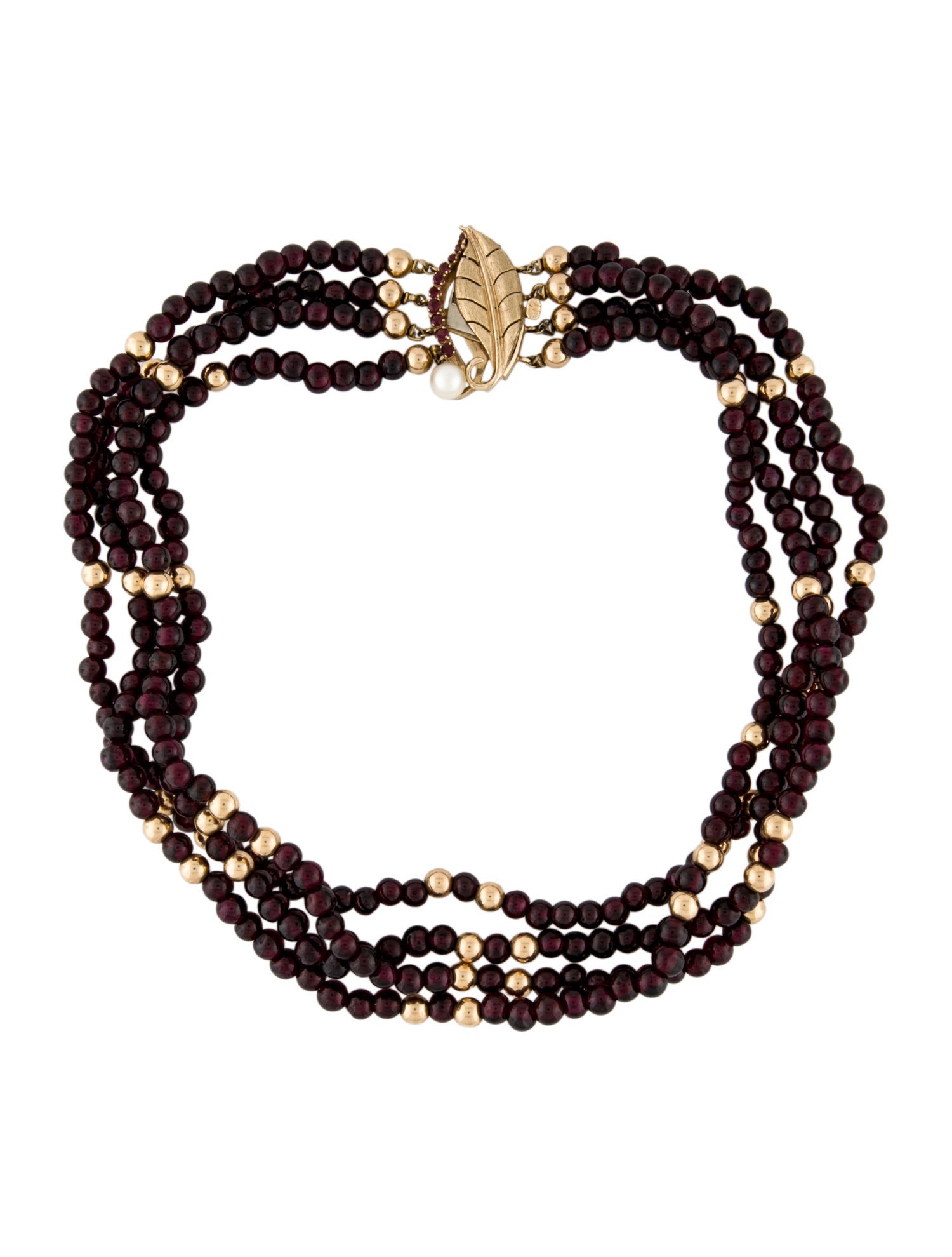 Necklace 14K Pearl & Garnet Bead Bracelet