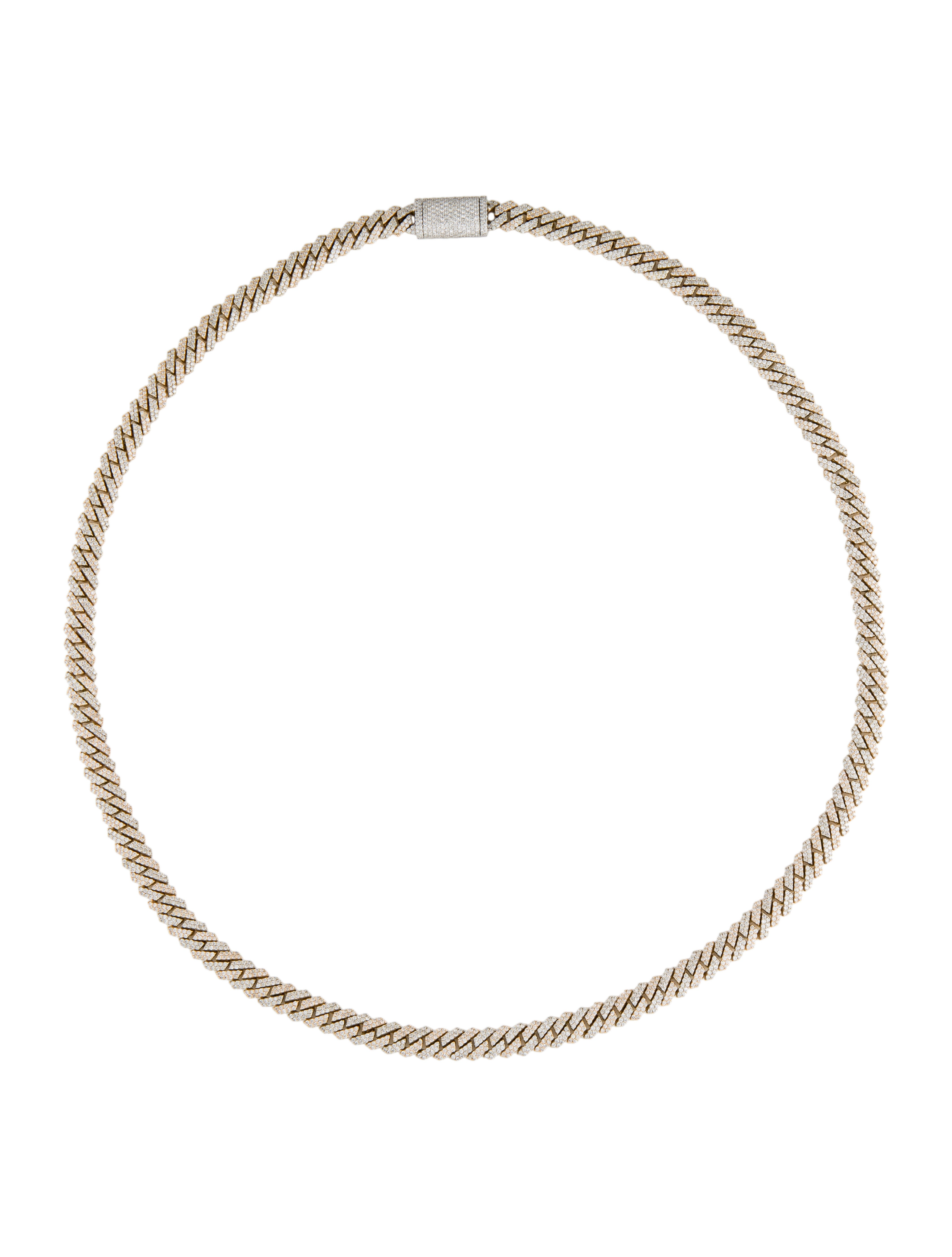 Necklace 14K 9.26ctw Diamond Curb Link Chain Necklace 14K Yellow Gold