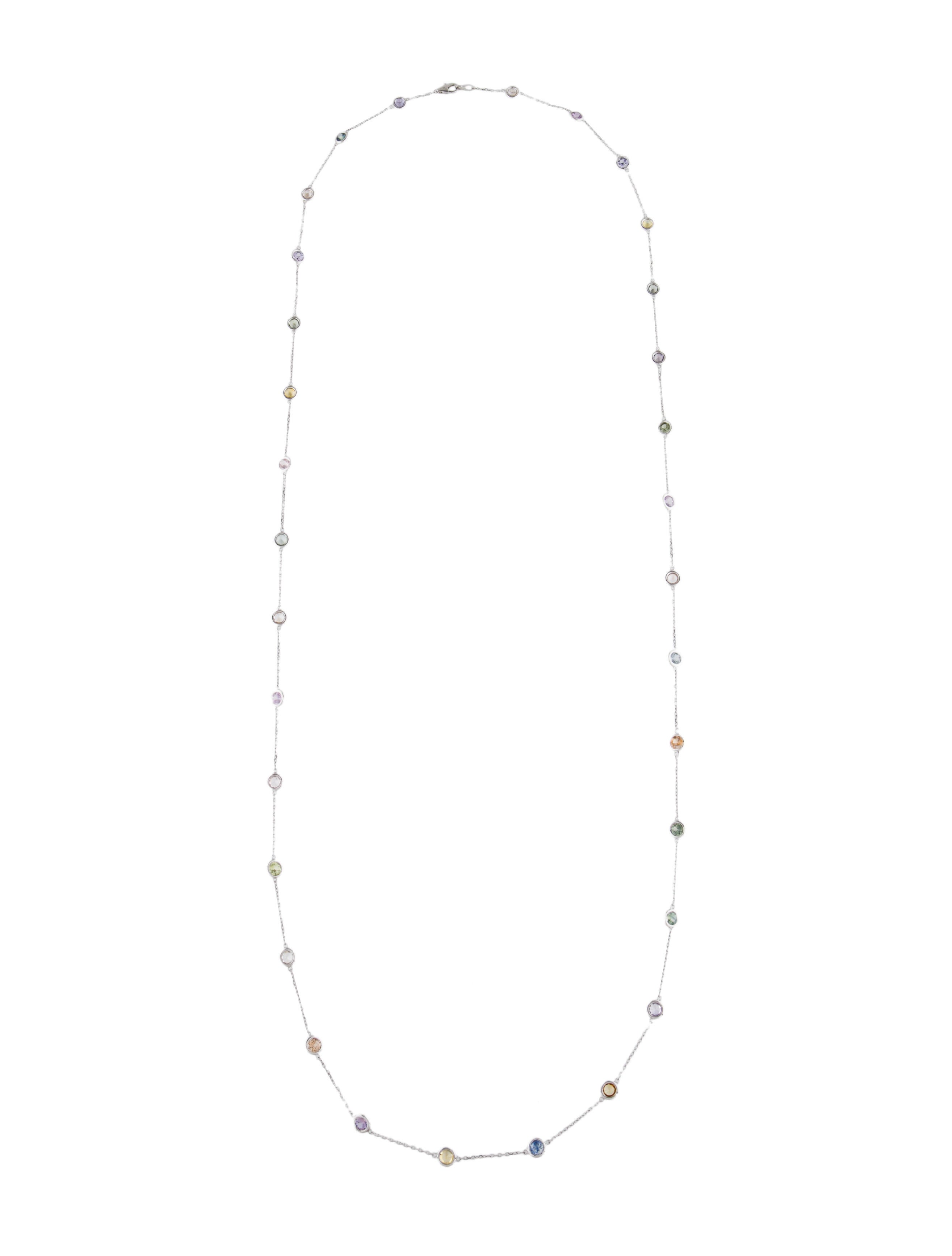 Necklace 18K 11.92ctw Sapphire Station Necklace