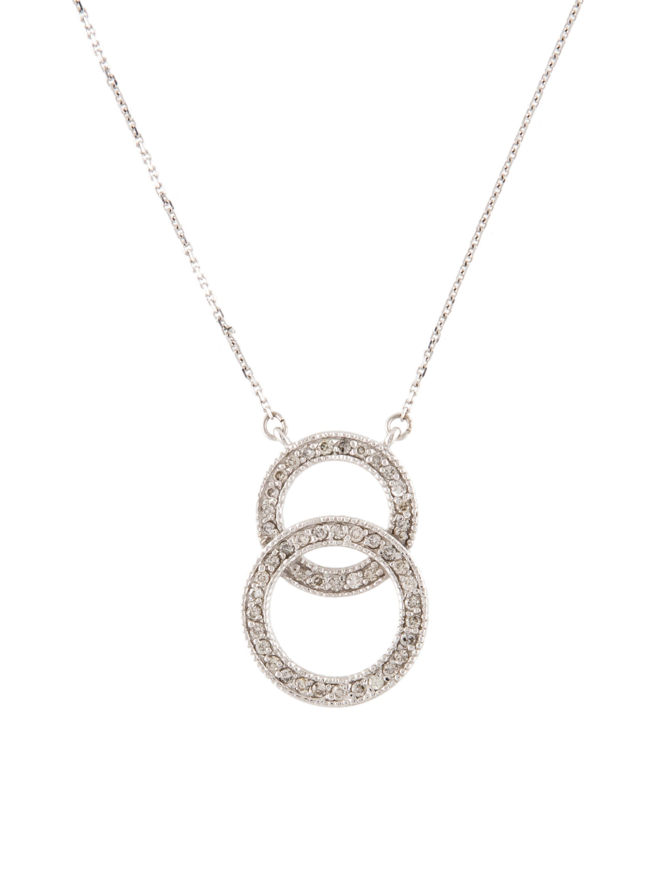 Necklace 14K Diamond Circle Drop Pendant Necklace 14K White Gold
