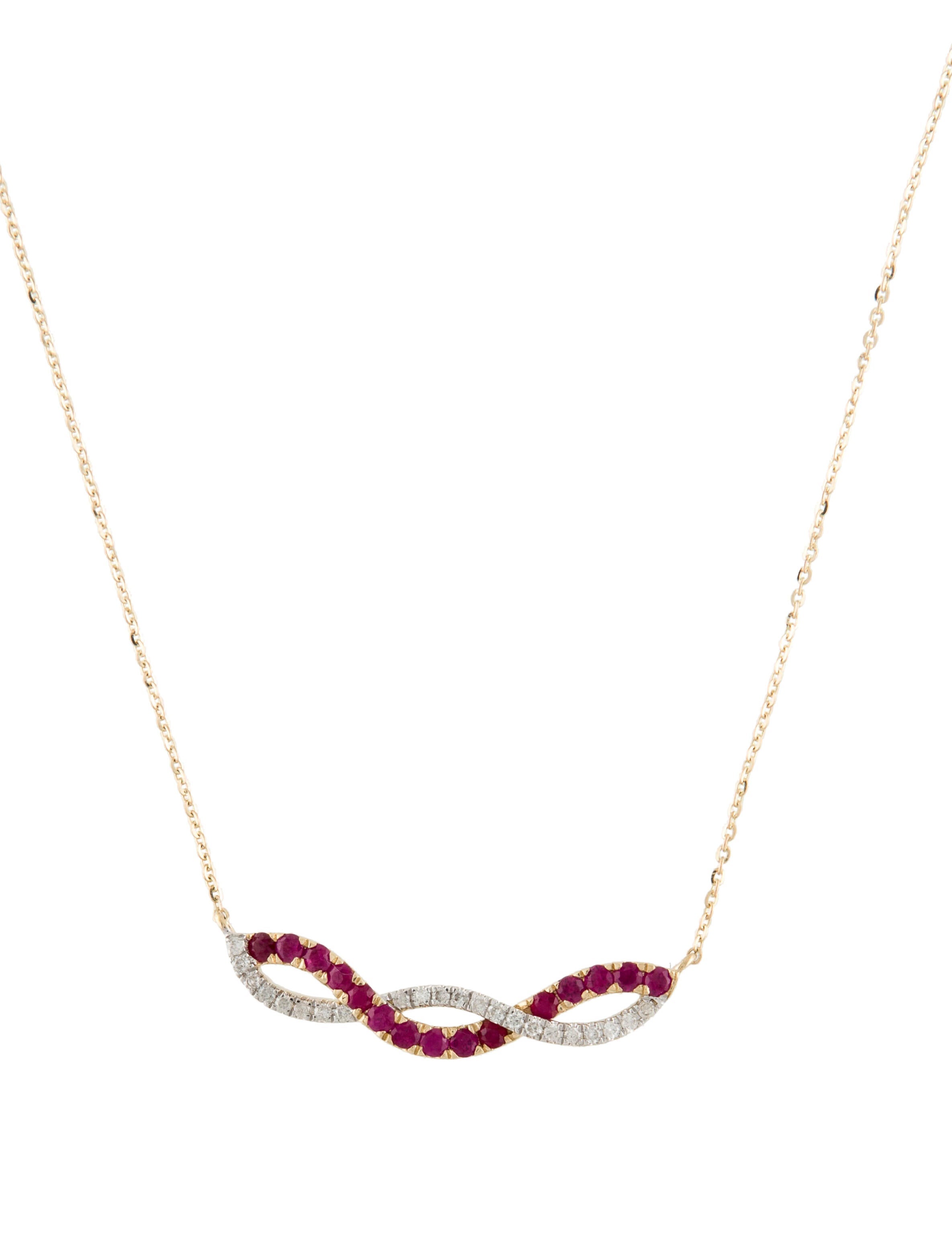 Necklace 14K Ruby & DIamond Pendant Necklace