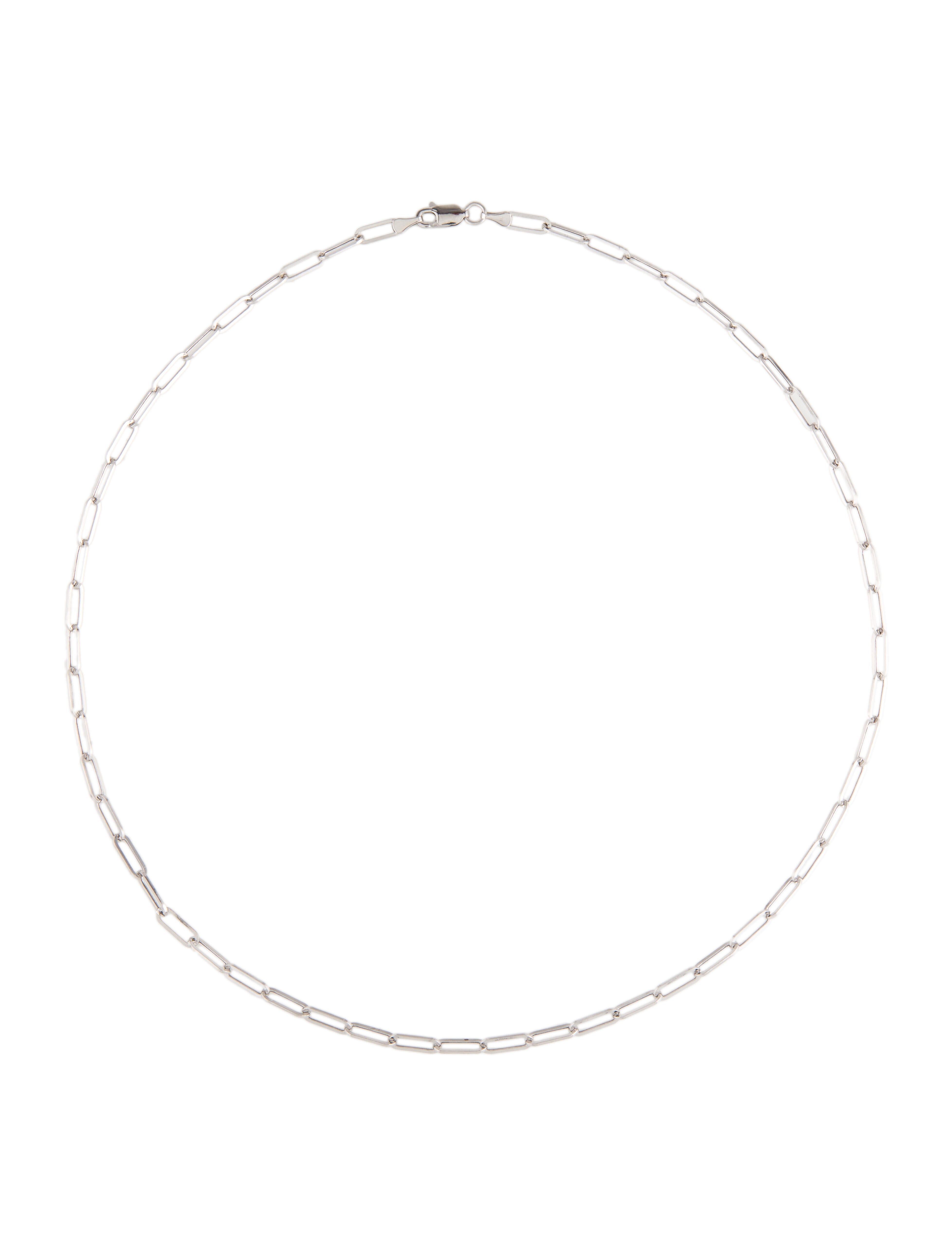 Necklace 14K Paperclip Chain Necklace 14K White Gold Chain, Necklaces
