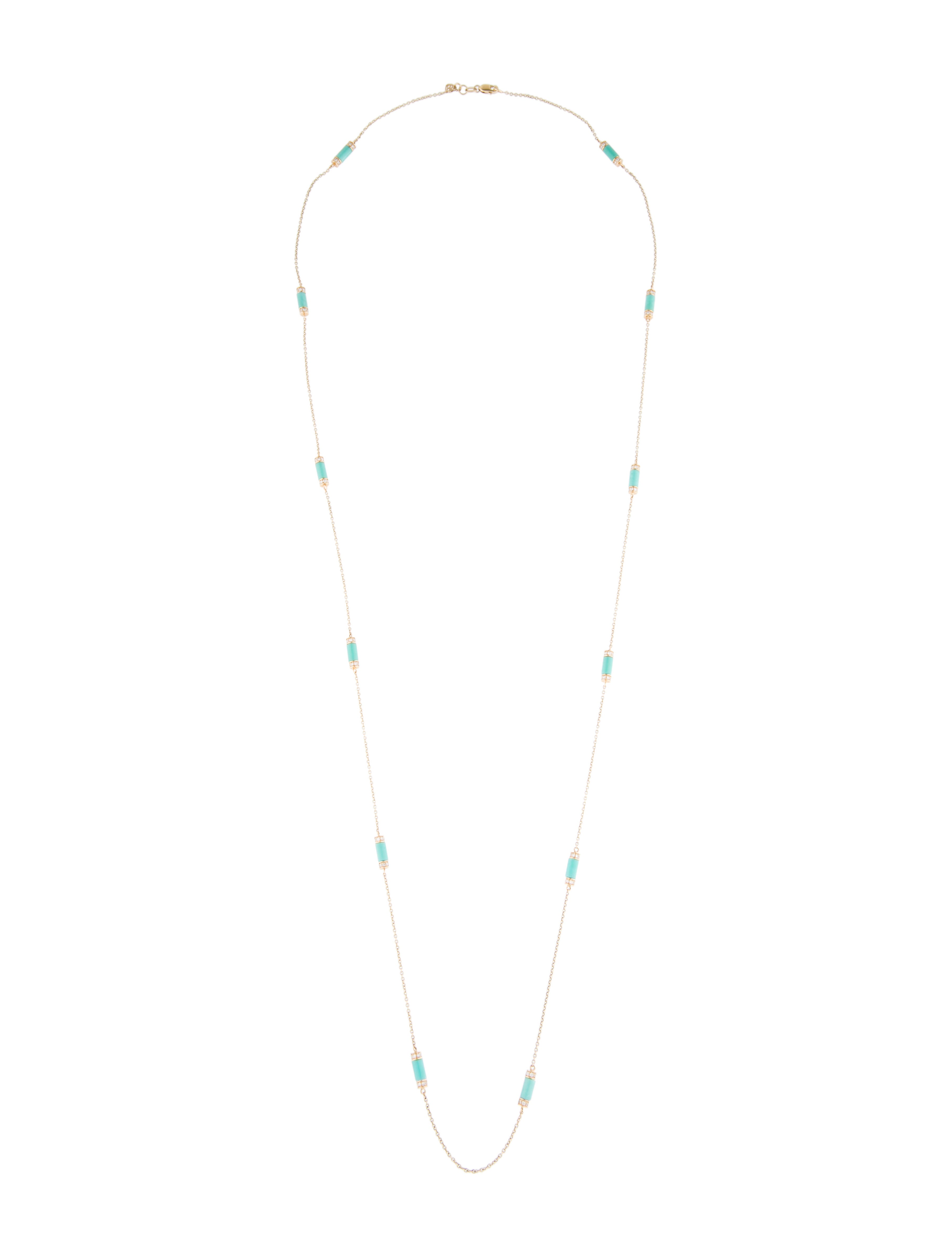 Necklace 14K Turquoise & Diamond Station Necklace