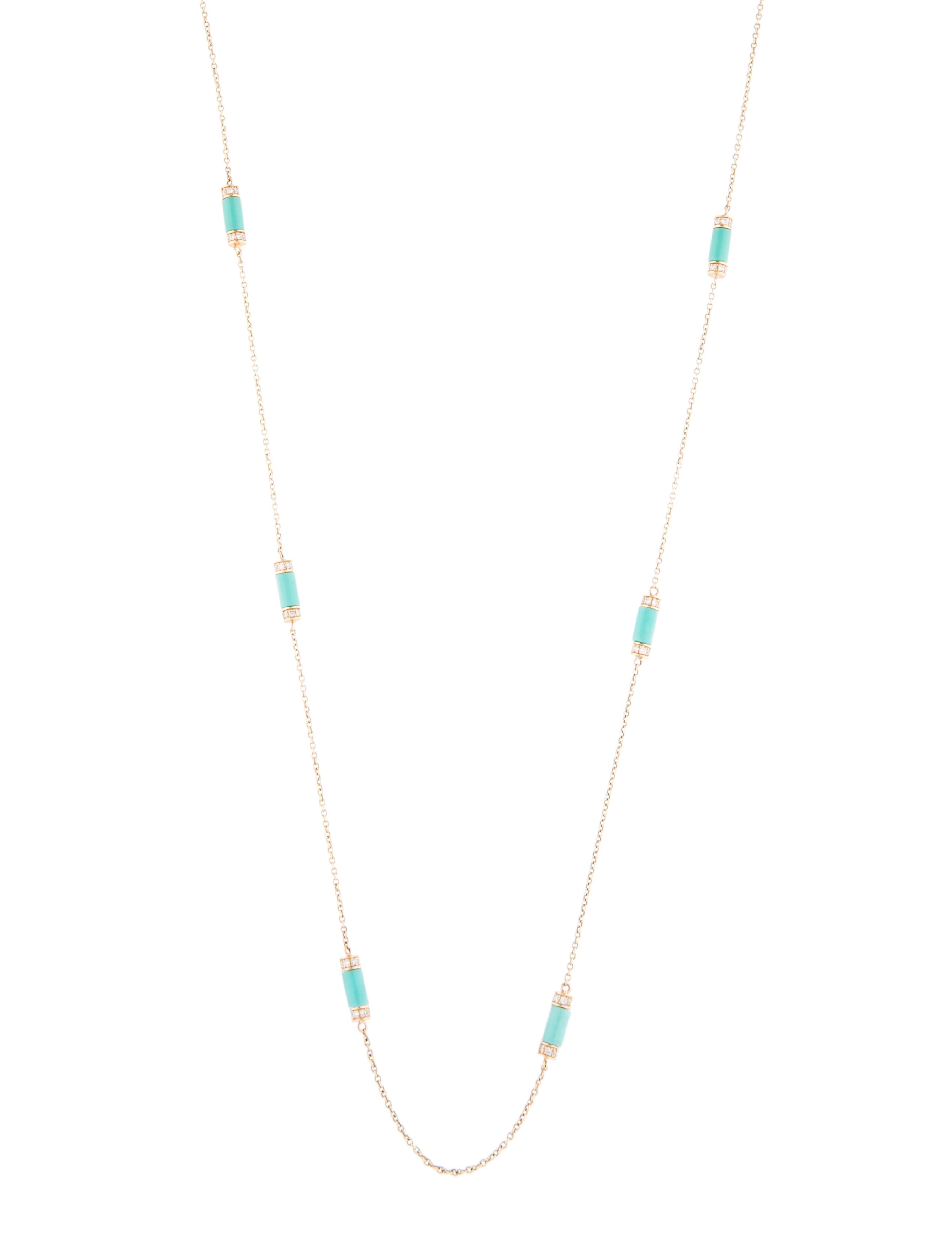 Necklace 14K Turquoise & Diamond Station Necklace
