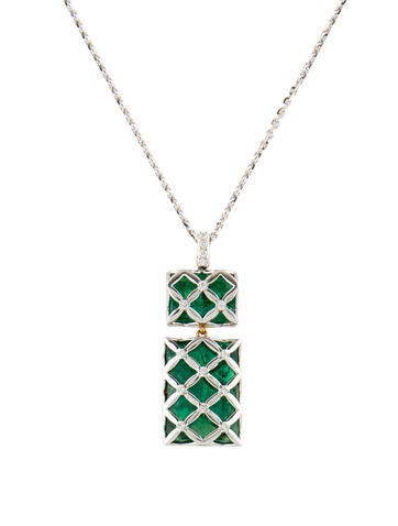 Necklace Pendant 18K Emerald & Diamond