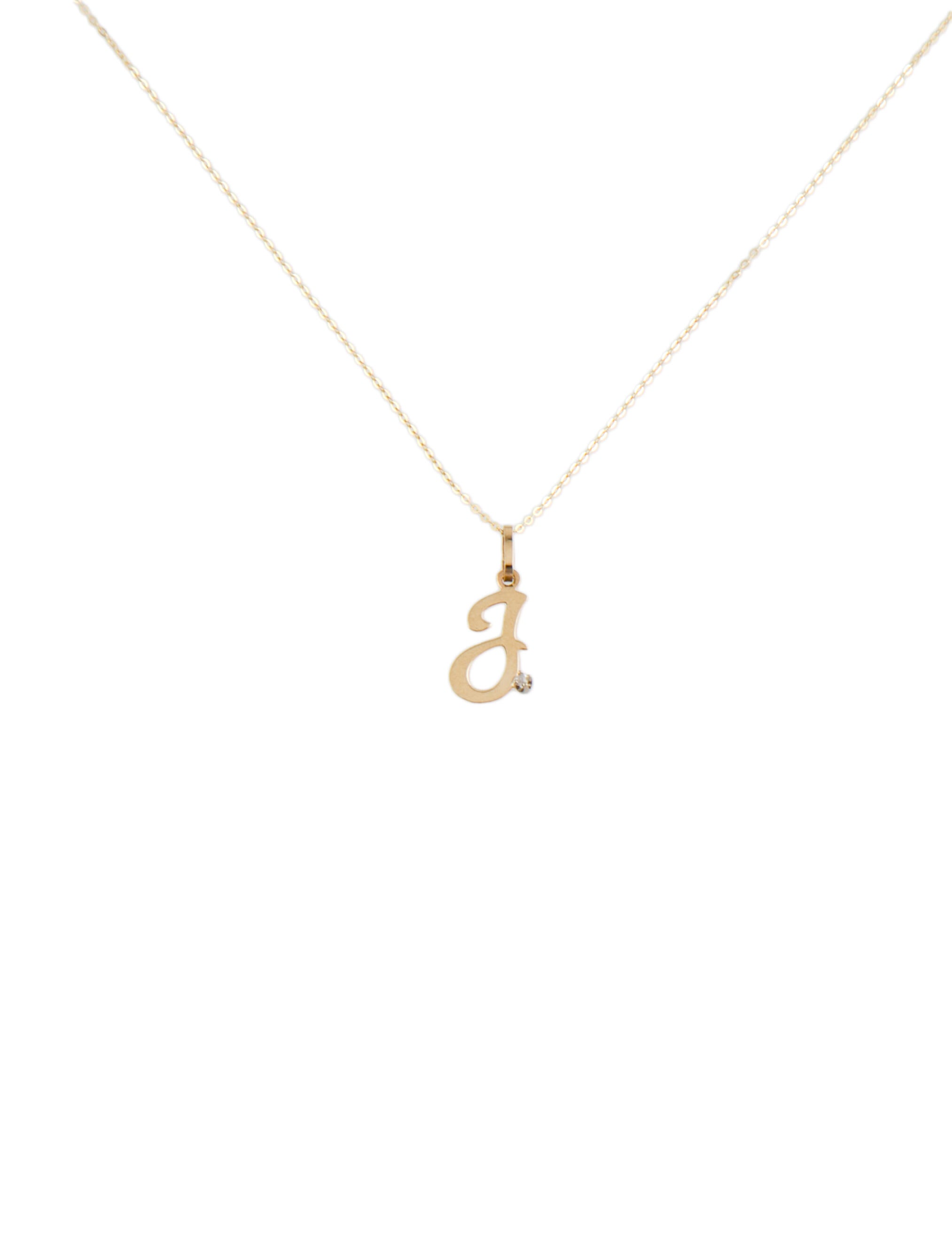 Necklace 14K Diamond Letter "J" Pendant Necklace 14K Yellow Gold Pendant Necklace, Necklaces