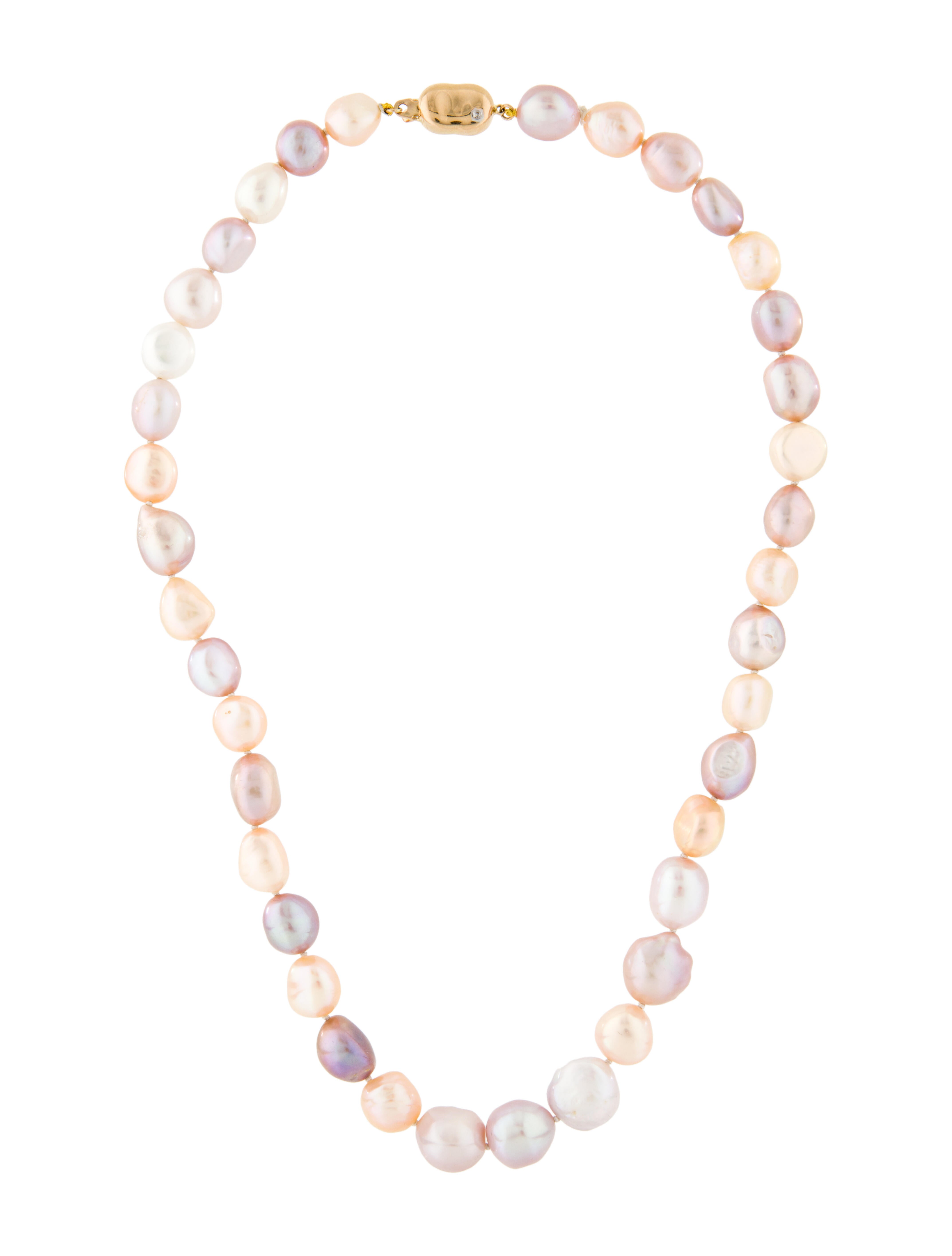 Necklace 18K Pearl & Diamond Accent Bead Strand