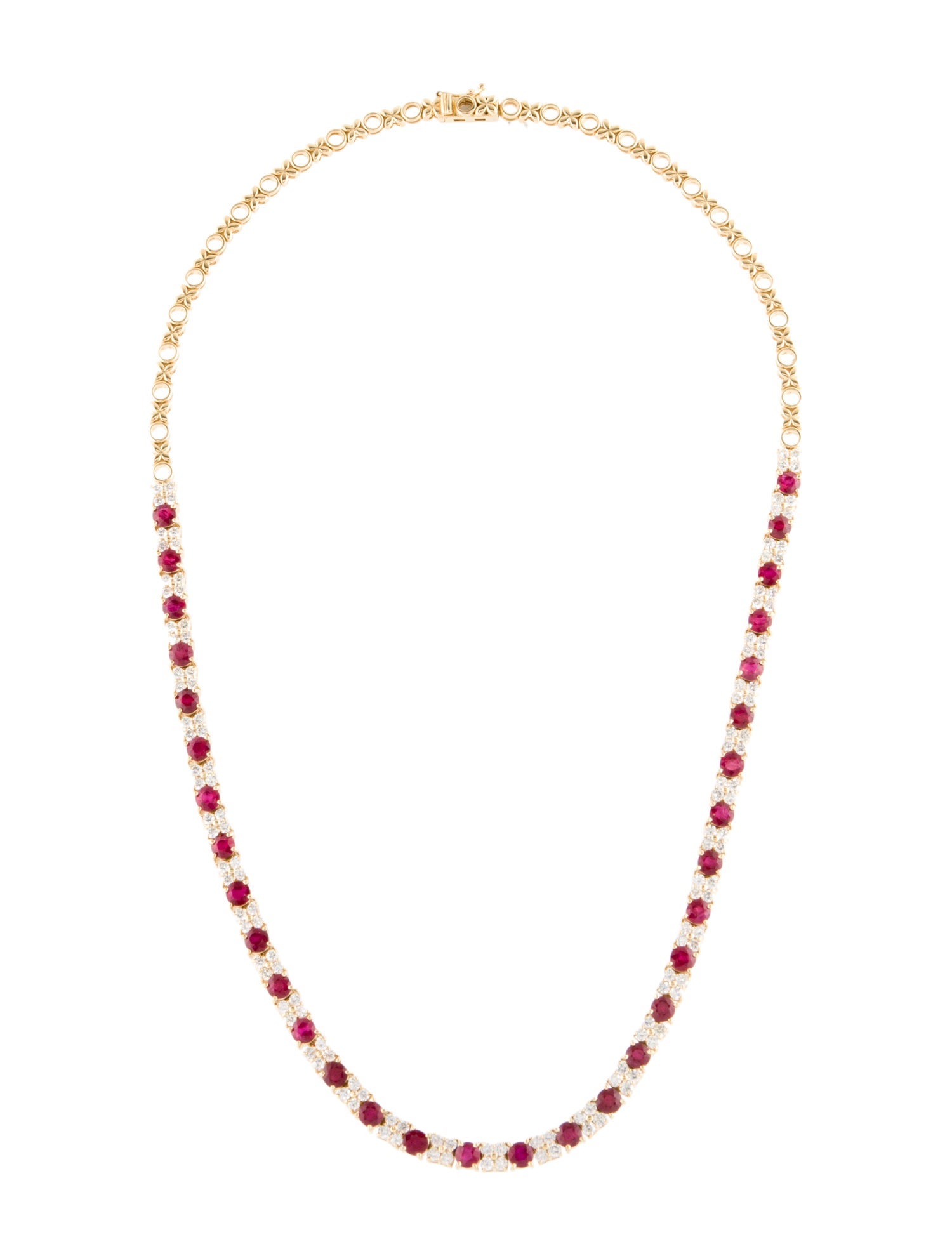 Necklace 18K 9.54ctw Ruby & Diamond Collar Necklace